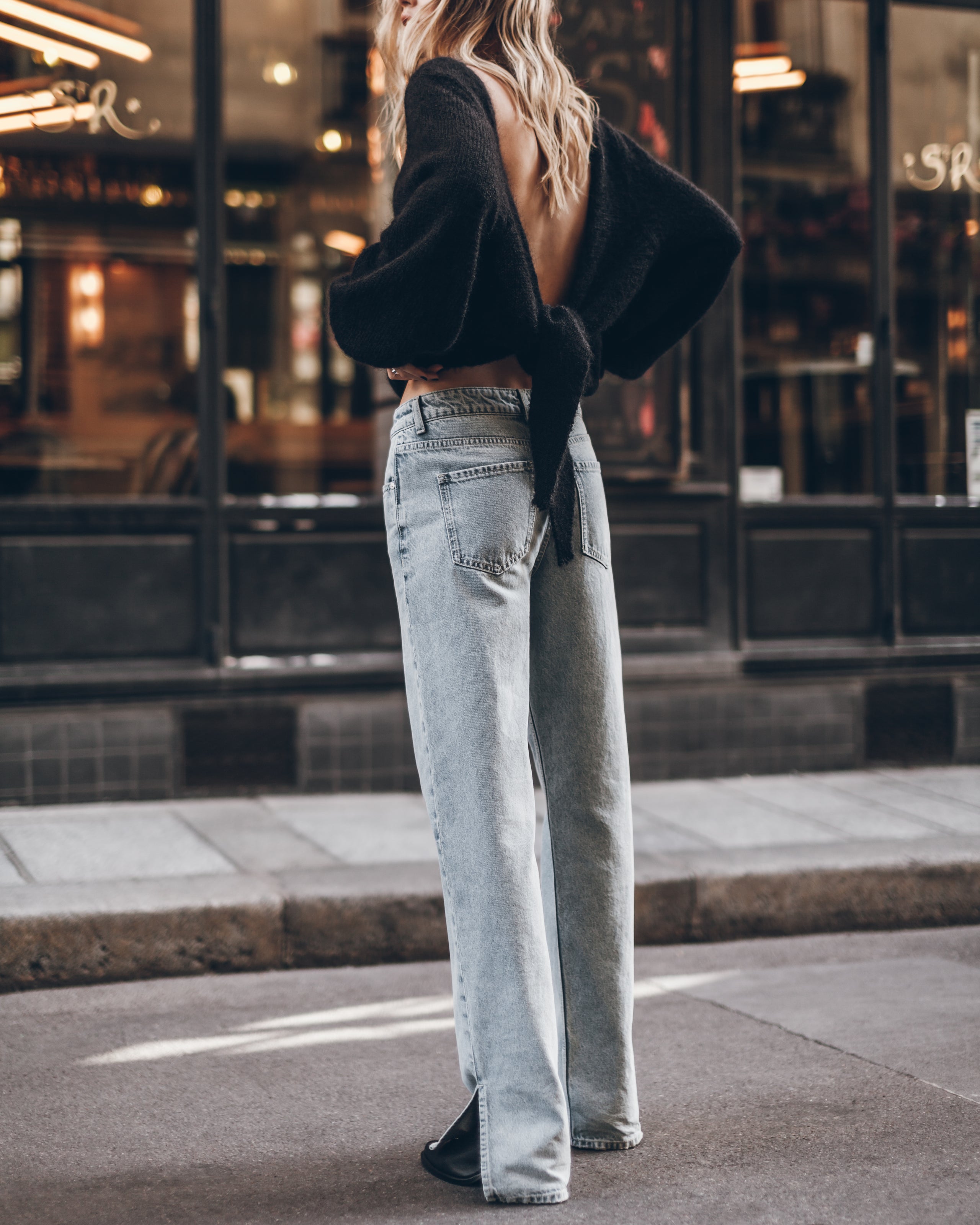 The Blue Straight Slit Jeans