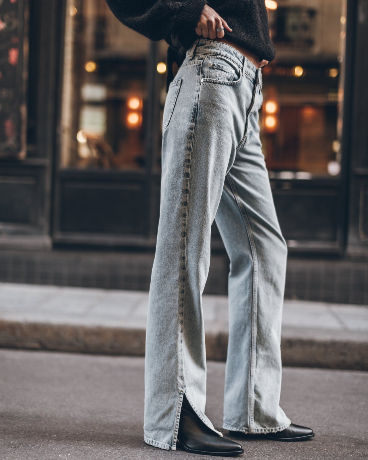 The Blue Straight Slit Jeans