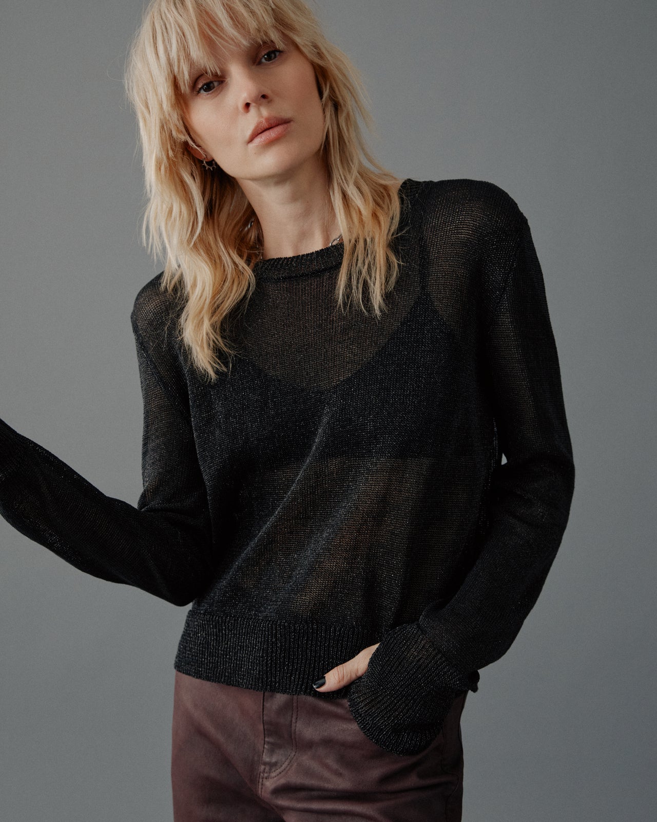 The Black Metallic Knitted Sweater