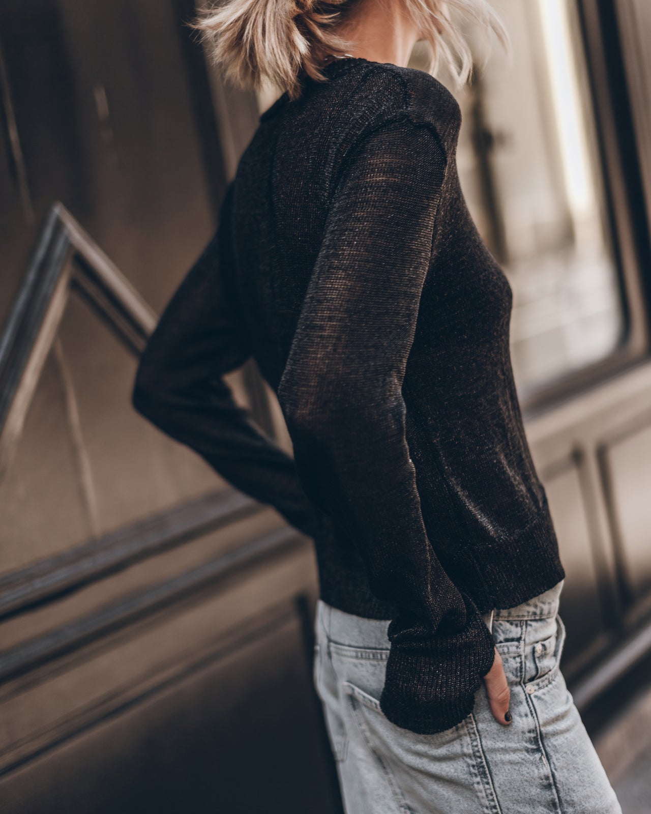 The Black Metallic Knitted Sweater