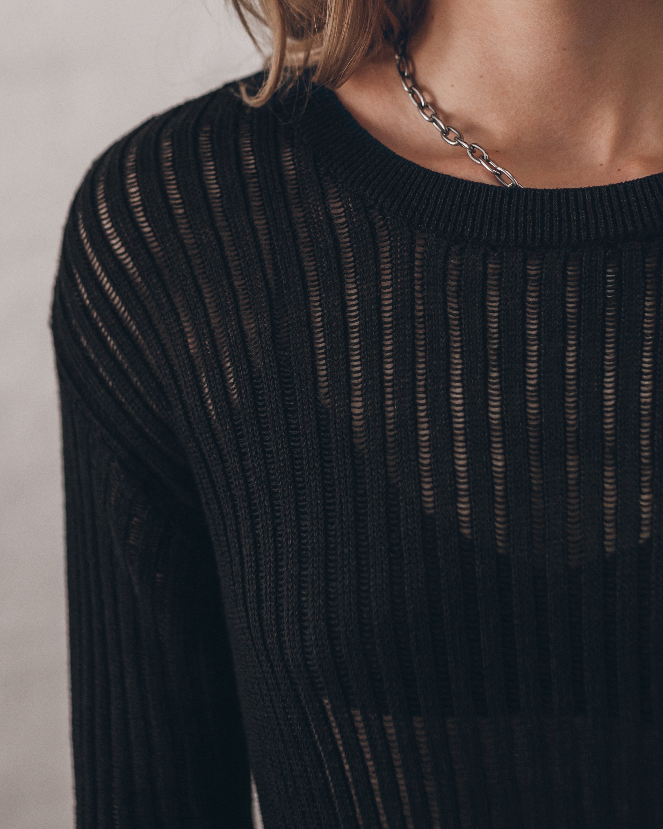 The Black Open Longsleeve Dress
