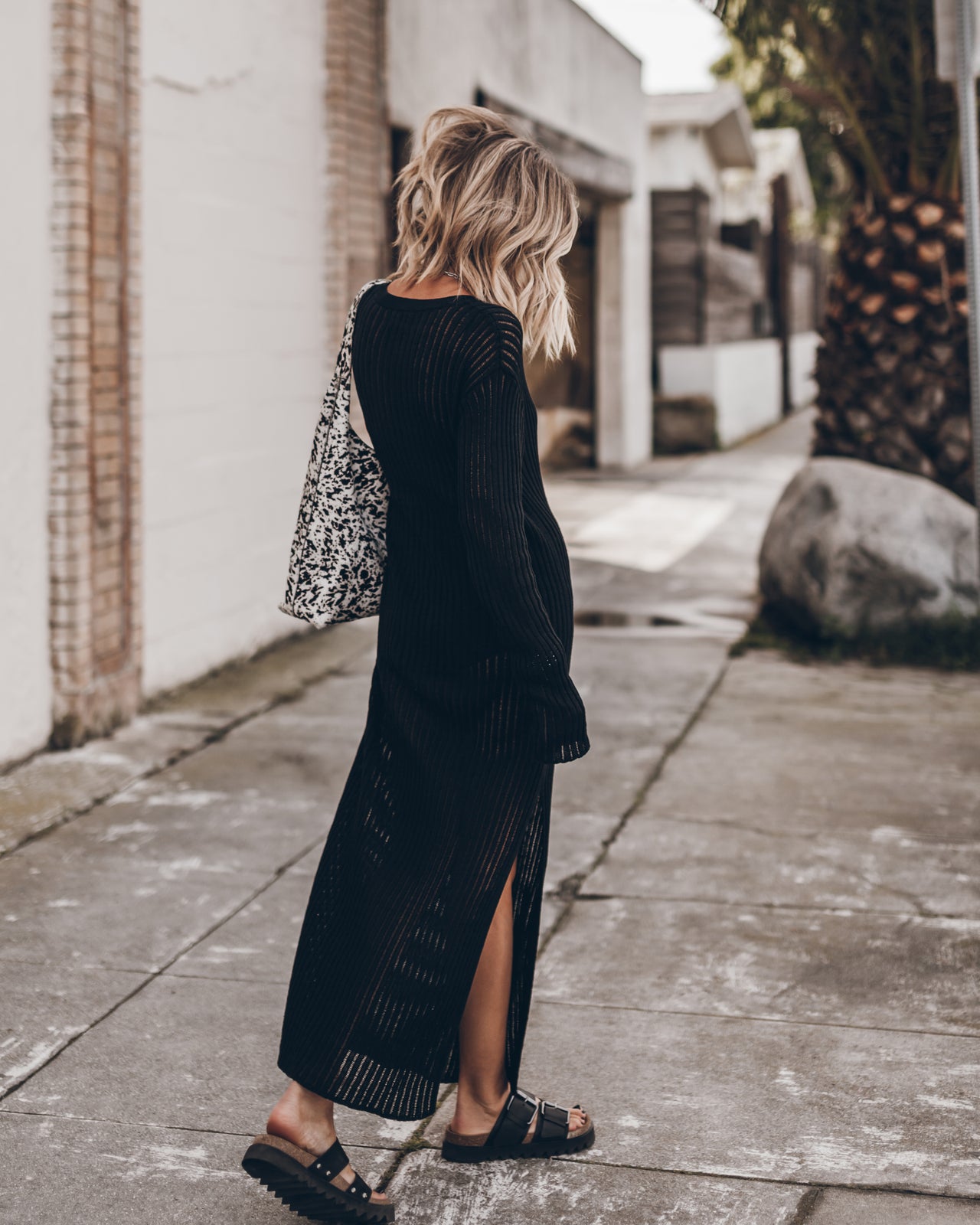 The Black Open Longsleeve Dress