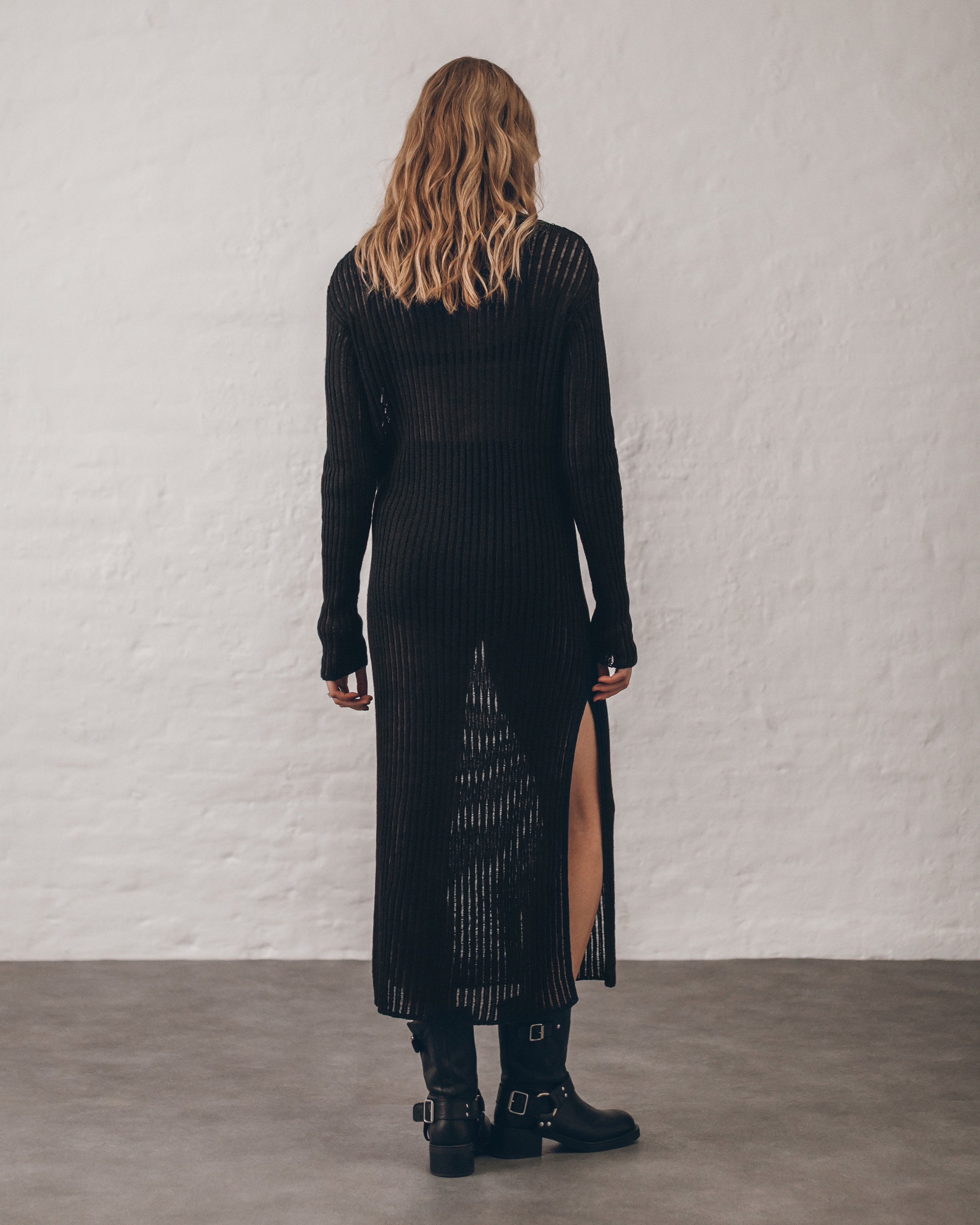 The Black Open Longsleeve Dress