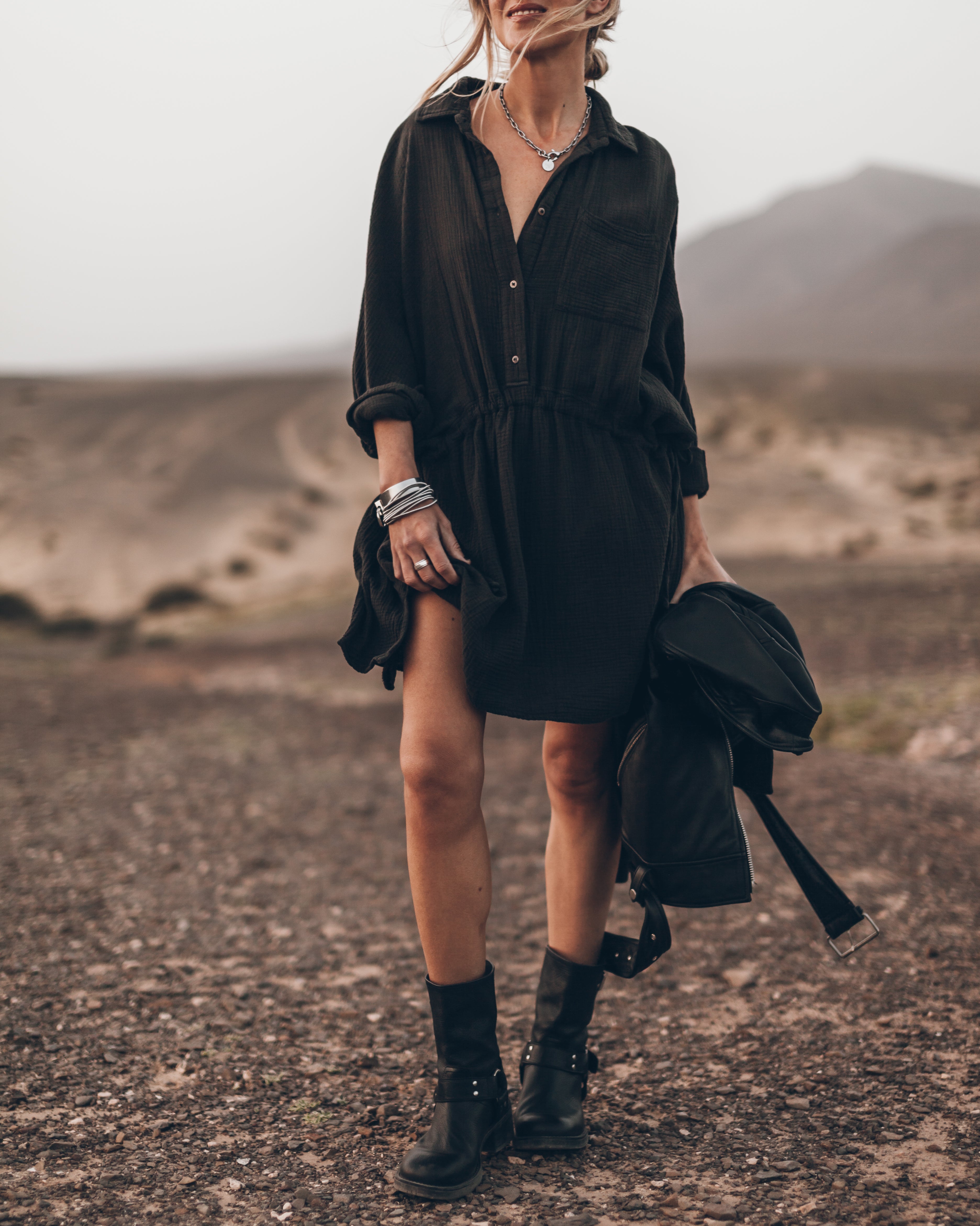 MIKUTA | The Black Original Shirt Dress M MIKUTA | The Black Original Shirt Dress M