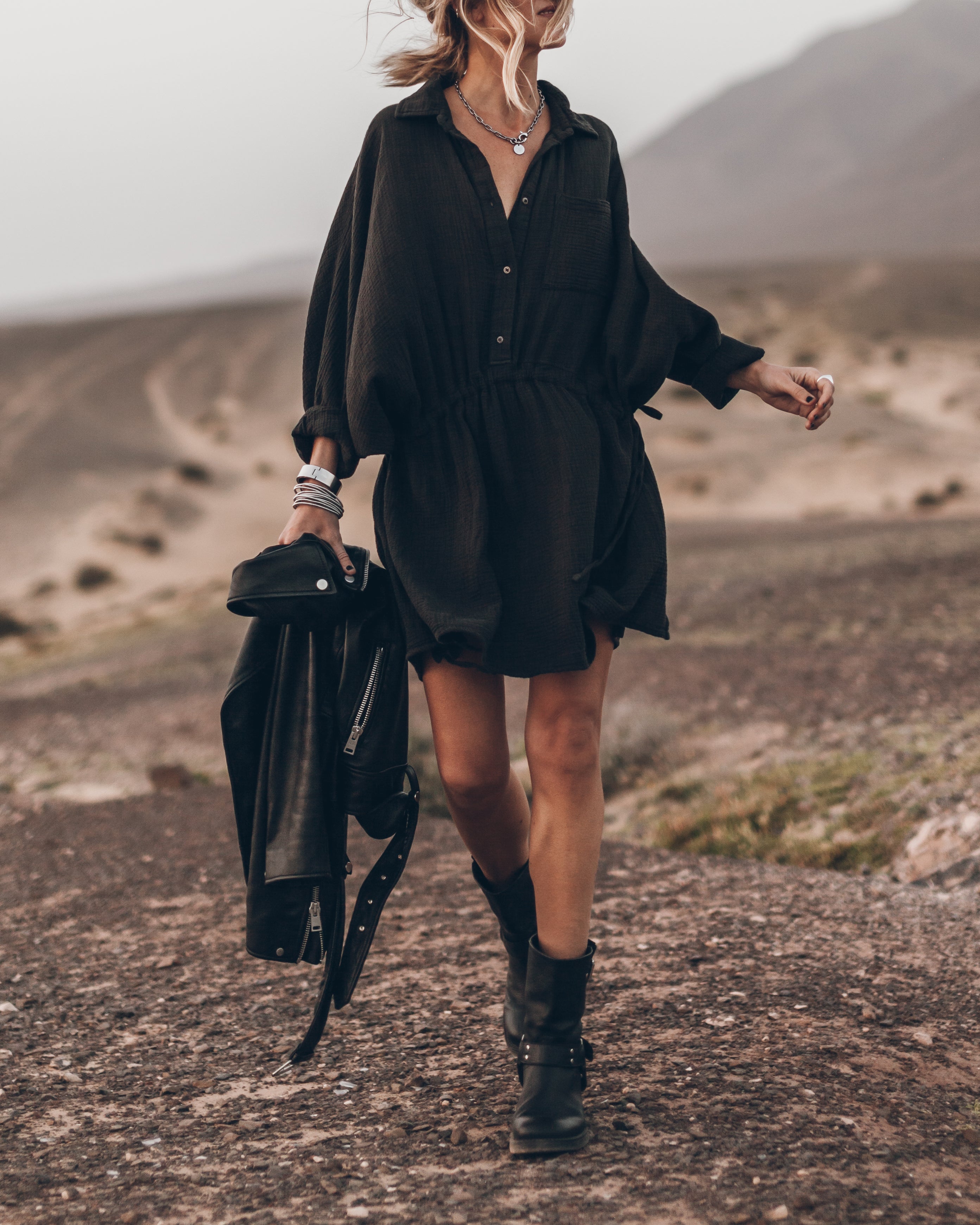 black shirt dress with boots This Fashion Rule Is Nonsense, And We Should All Forget About It