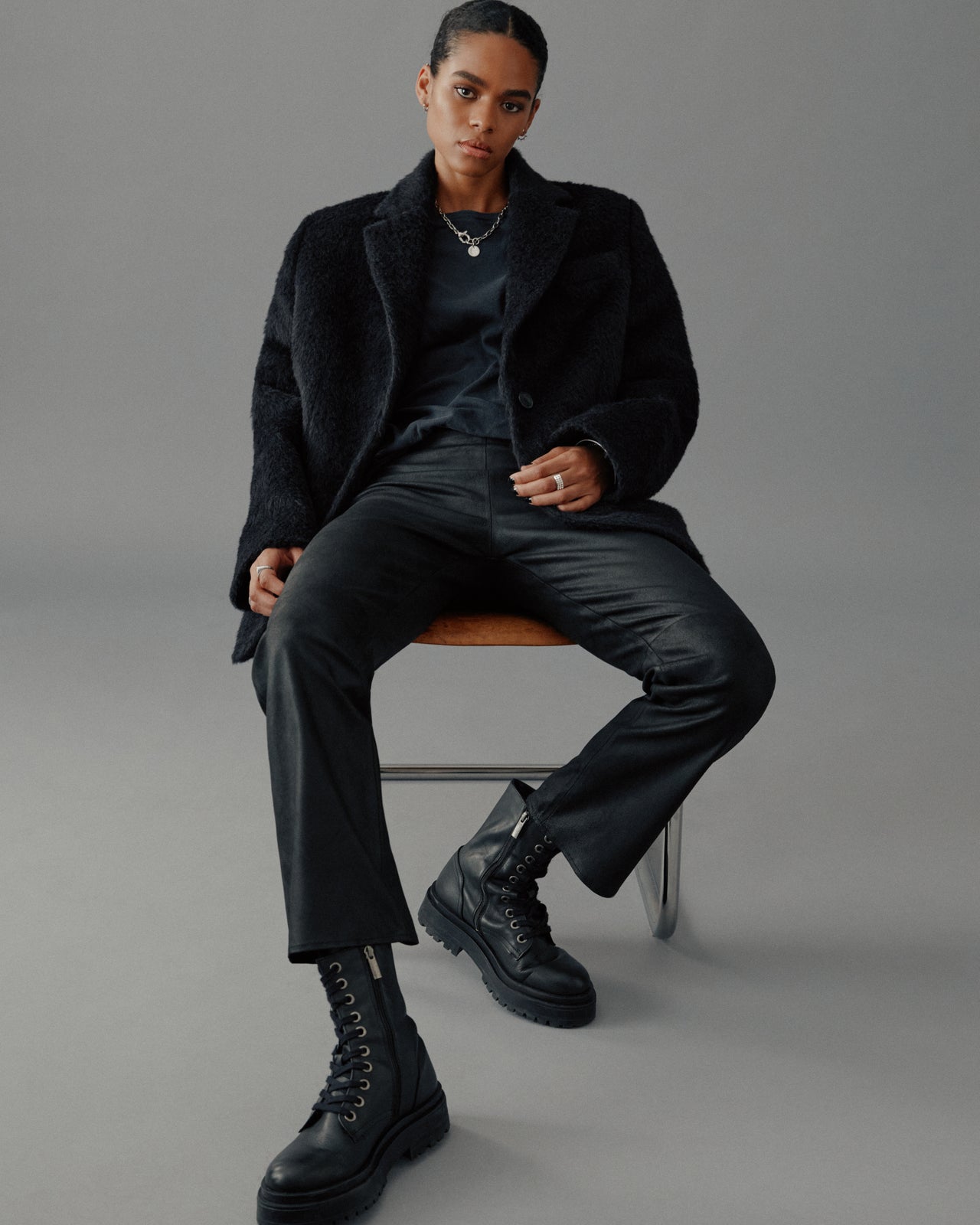 The Black Cropped Leather Pants