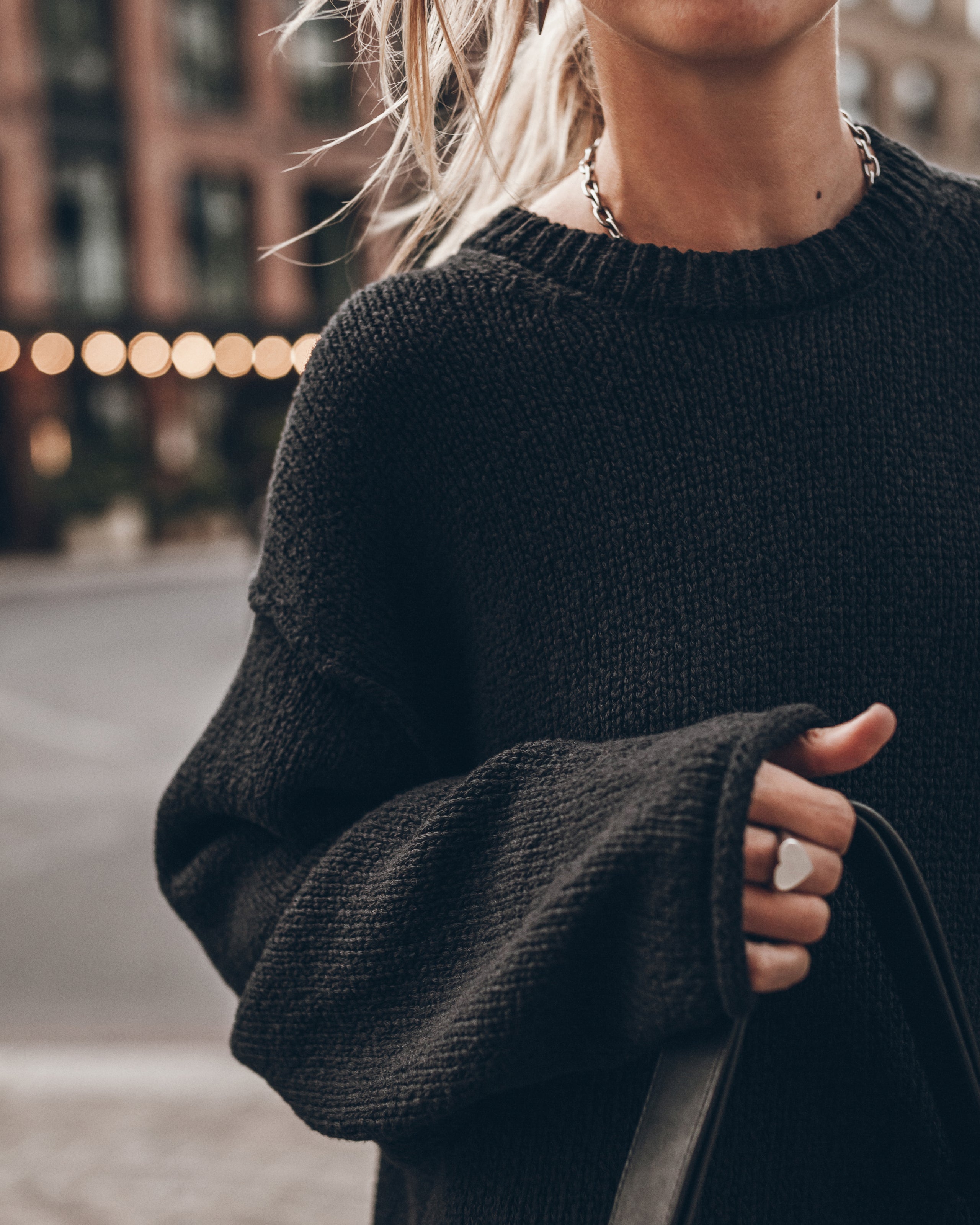The Black Oversized Cotton Knit Sweater