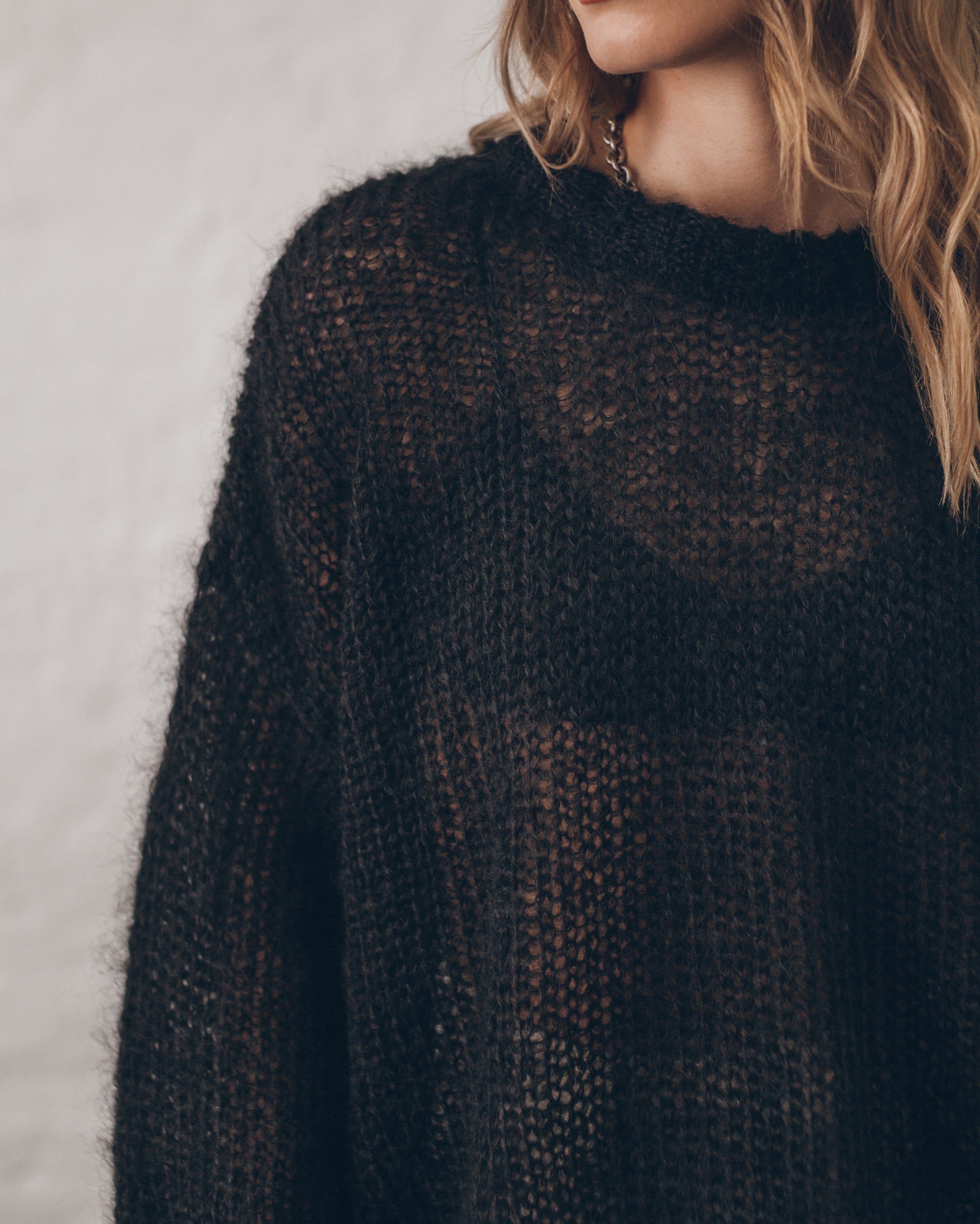 The Black Relaxed Fine Knitted Sweater