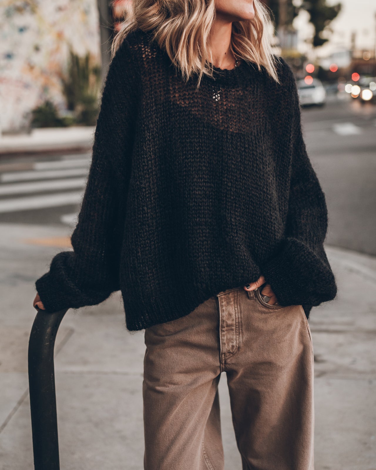 The Black Relaxed Fine Knitted Sweater