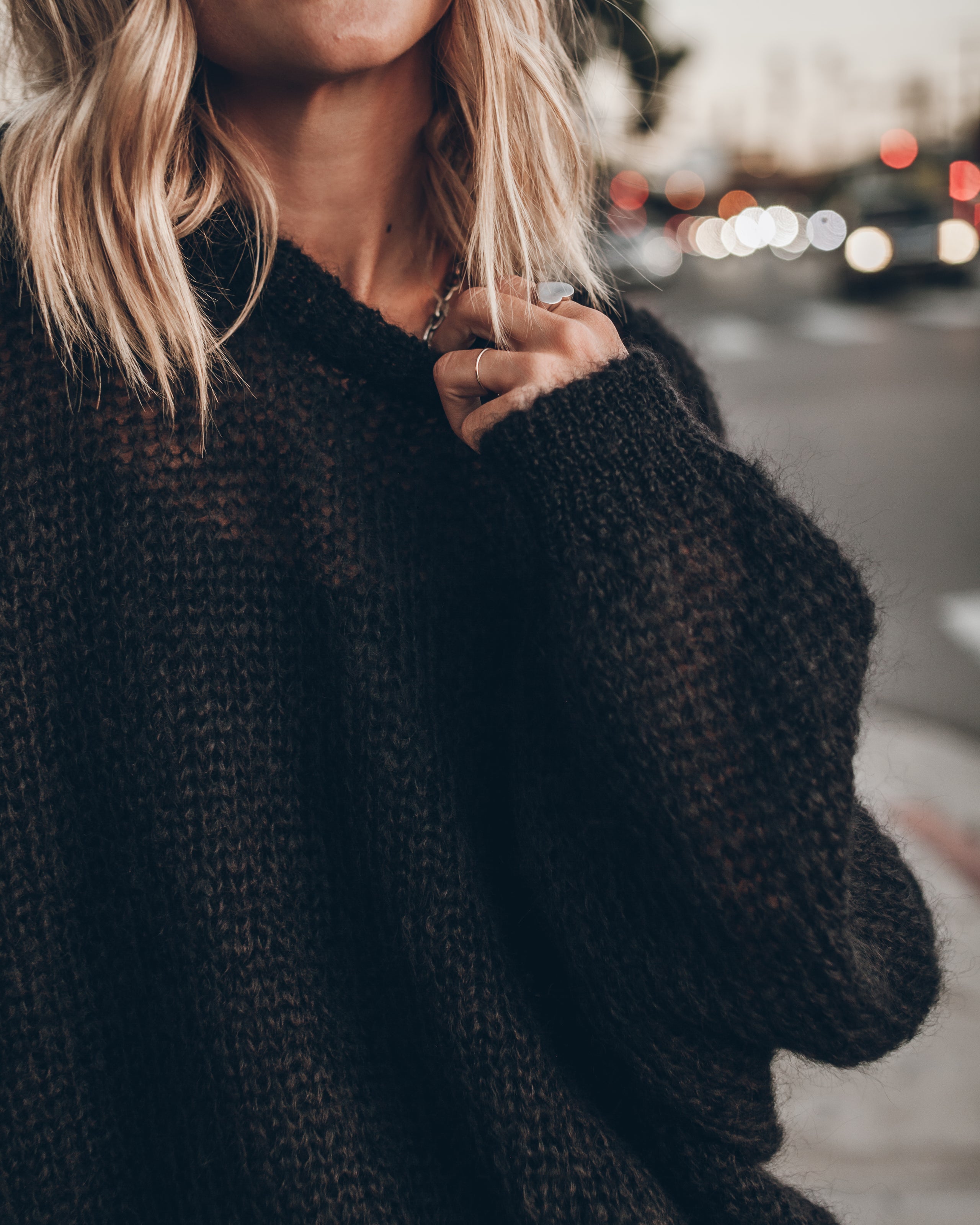The Black Relaxed Fine Knitted Sweater