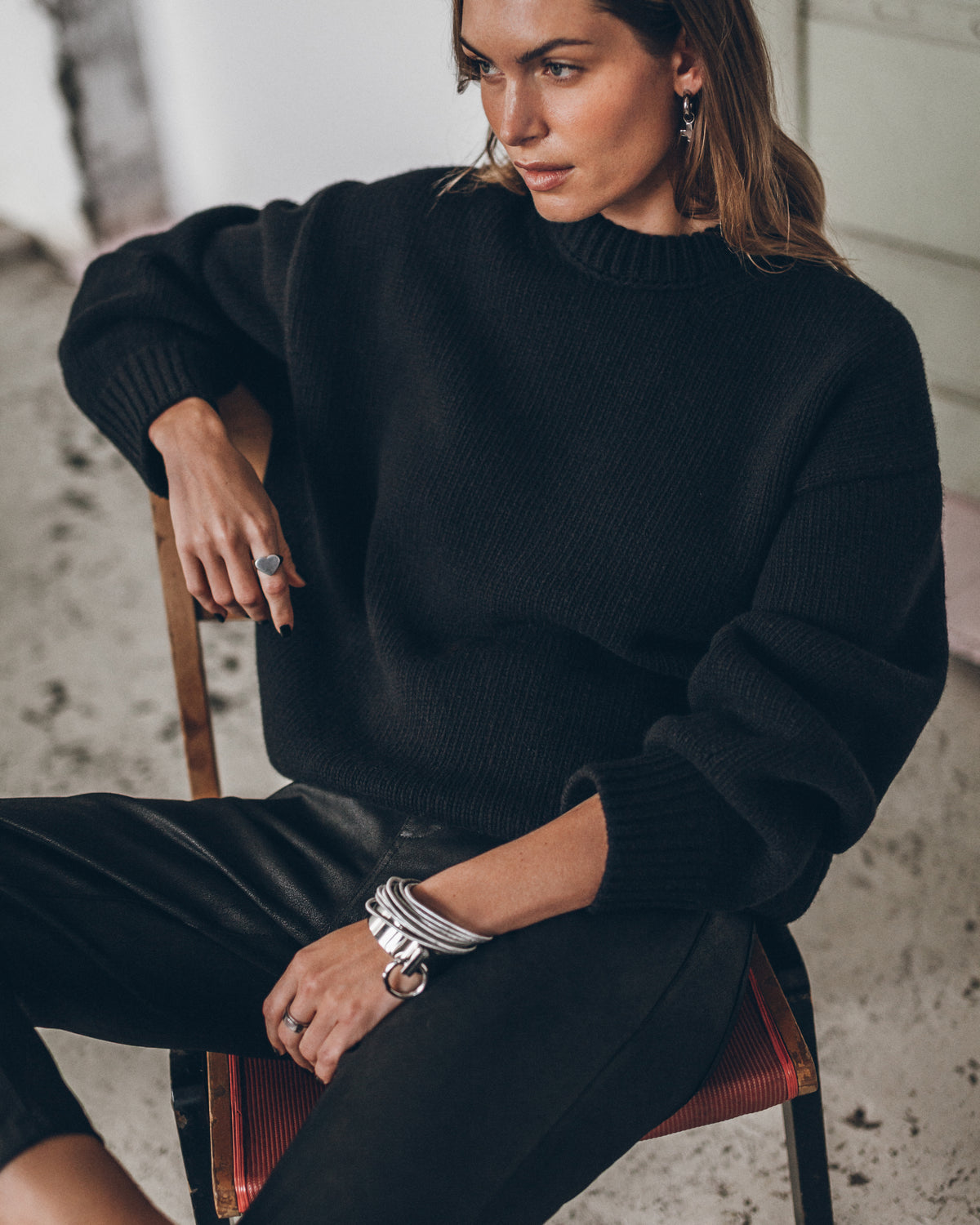 The Black Relaxed Knitted Sweater