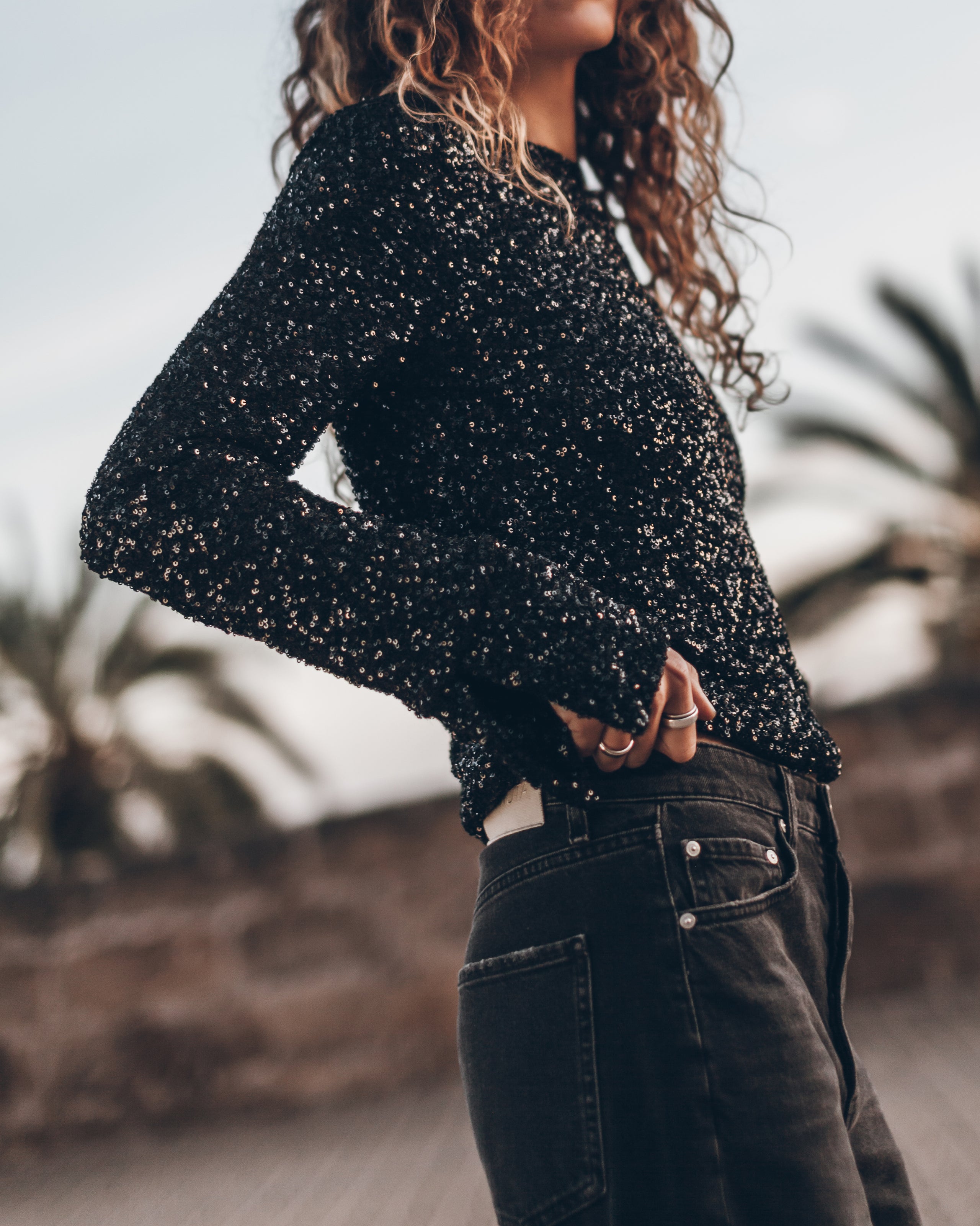 The Black Sequin Blouse