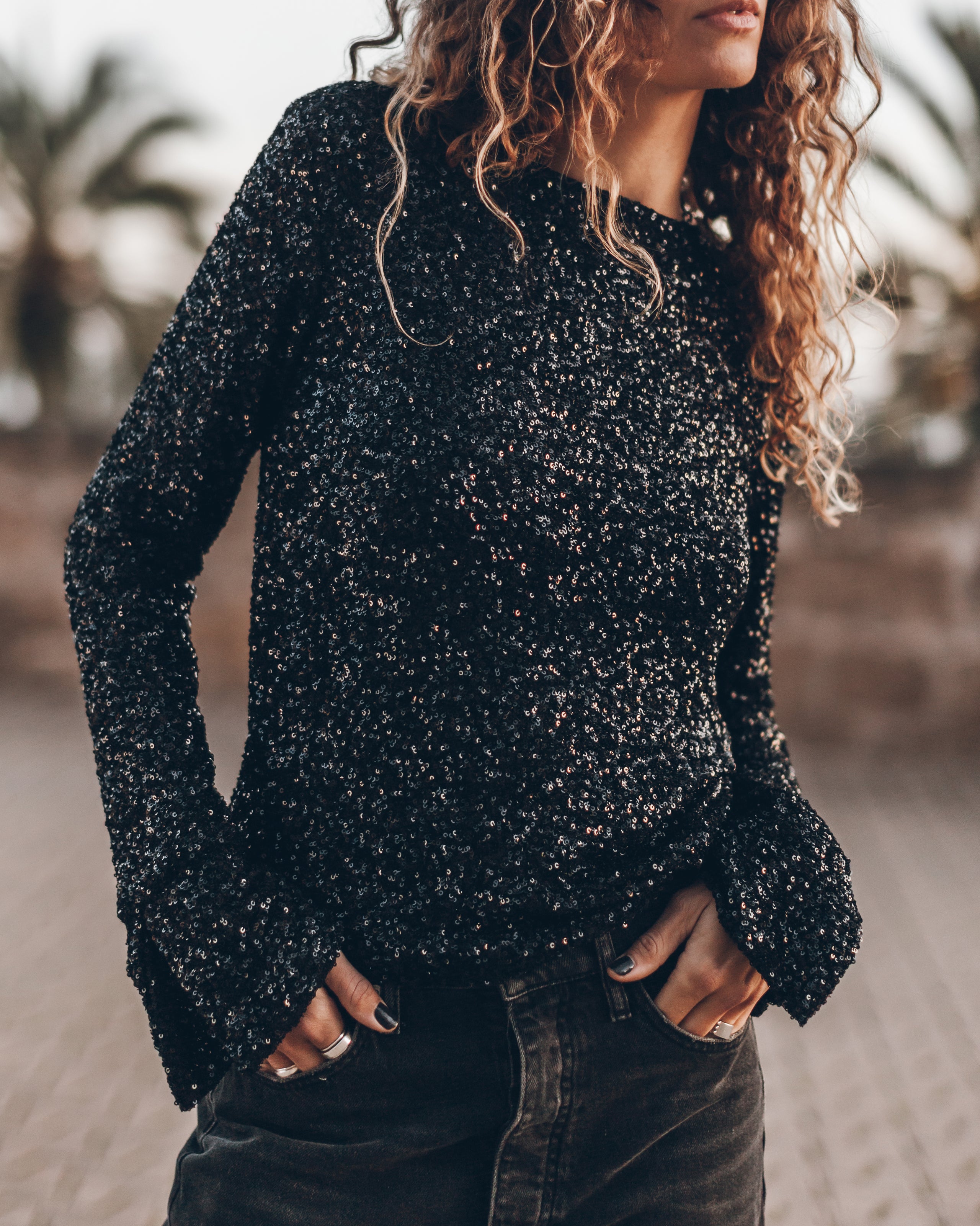 The Black Sequin Blouse