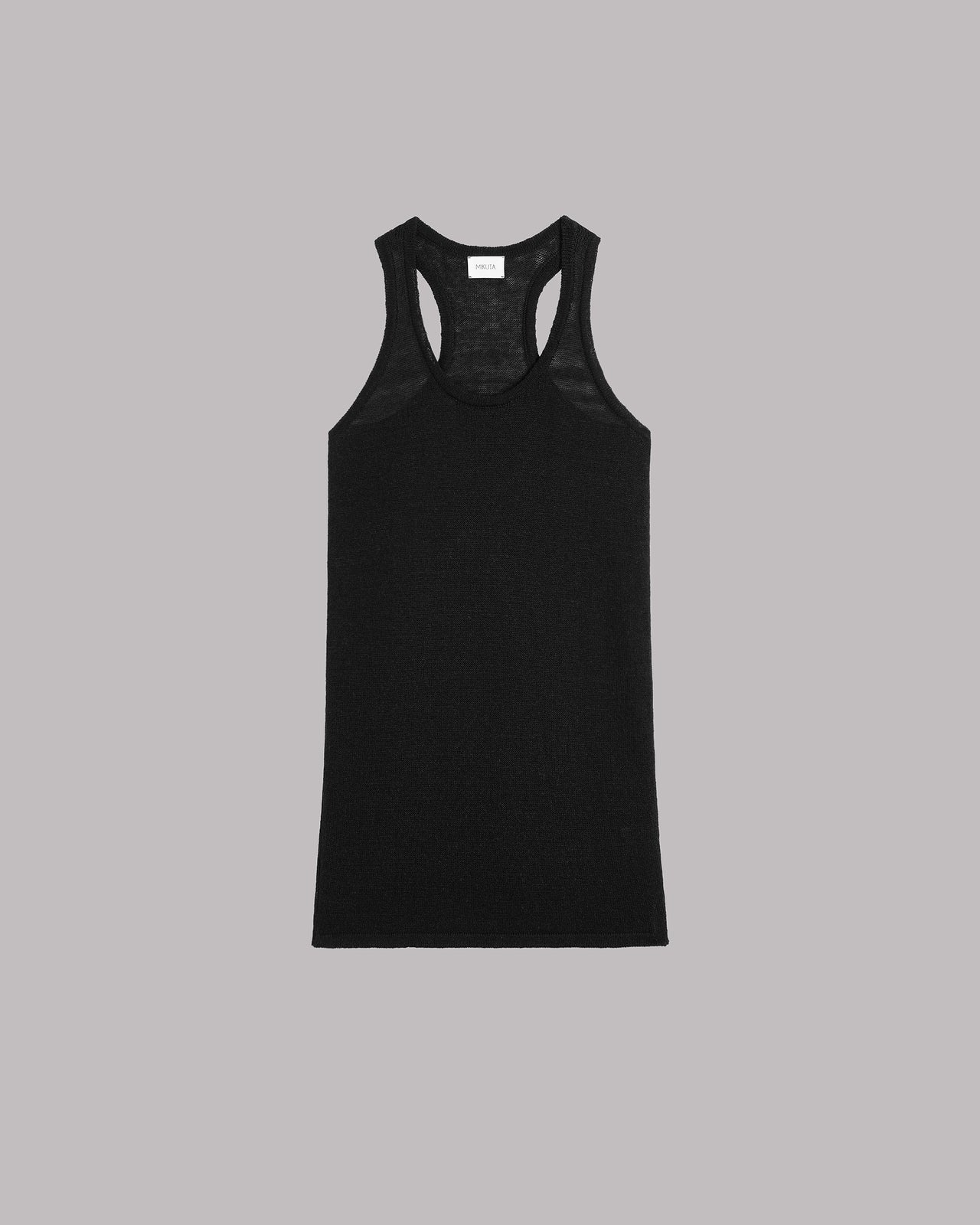 Black tank short dress on a gray background