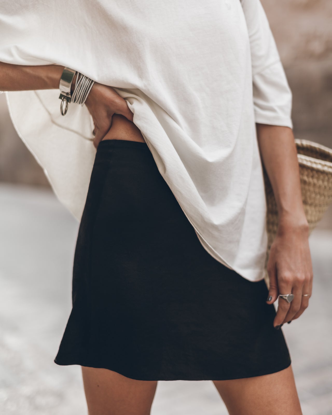 The Black Short Slip Skirt