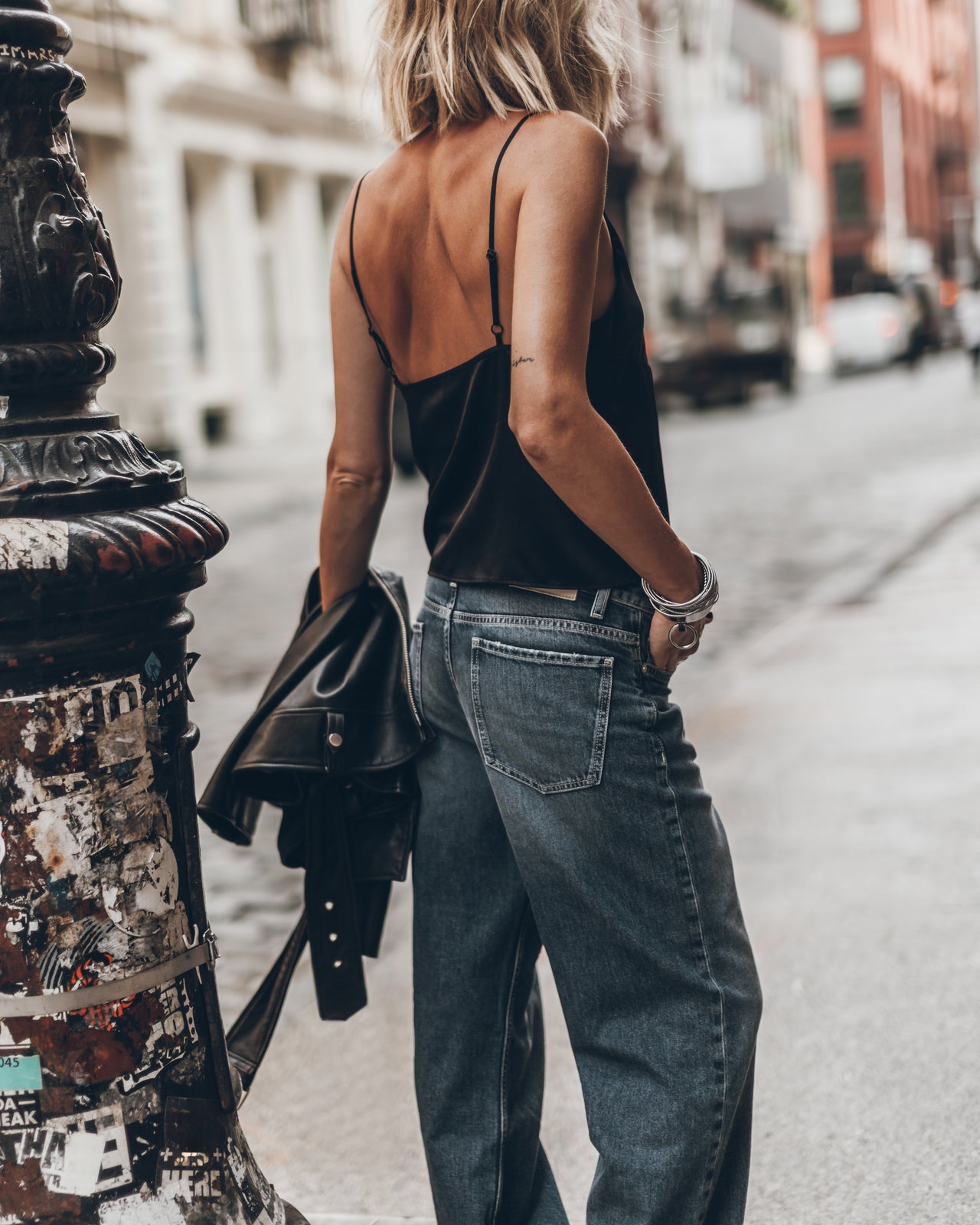 The Black Silk Slip Top