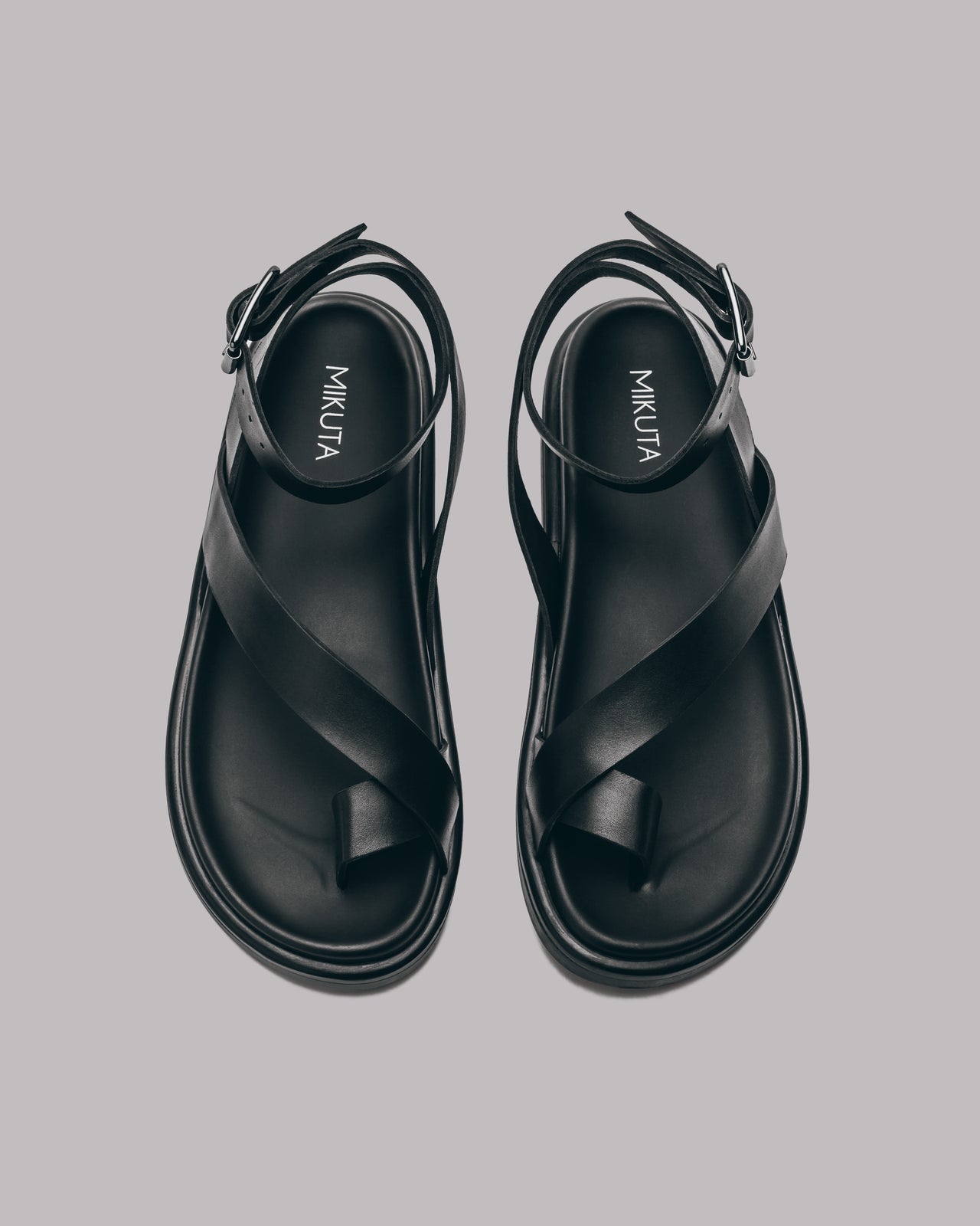 The Black Strappy Leather Sandals Product Shot - Product photo