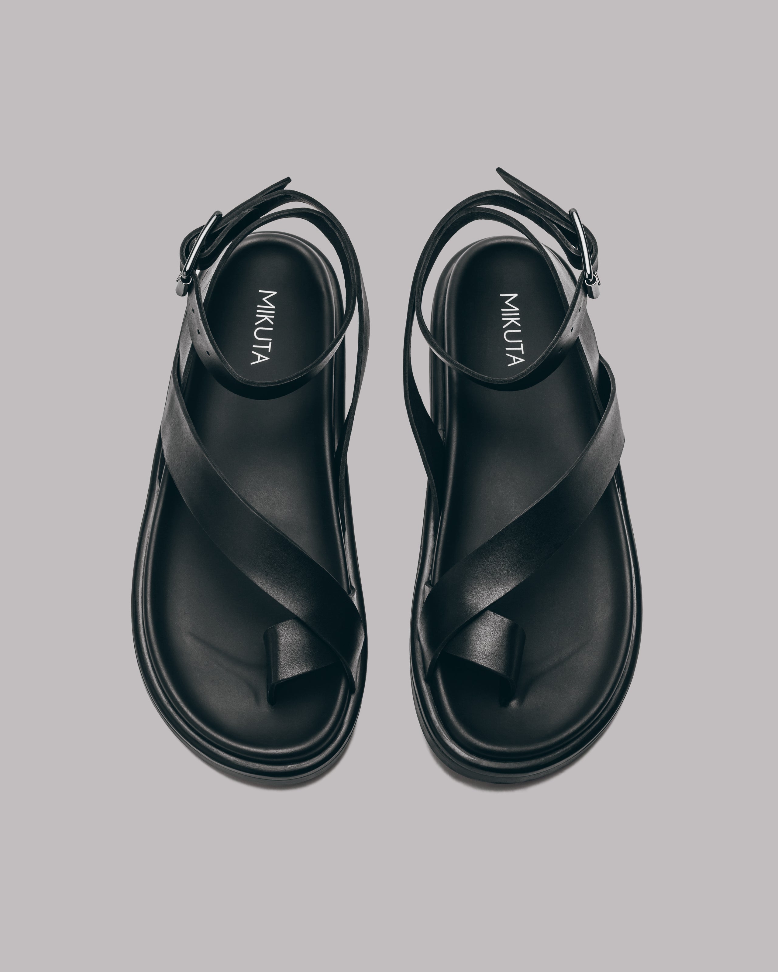 The Black Strappy Leather Sandals Product Shot - Product photo