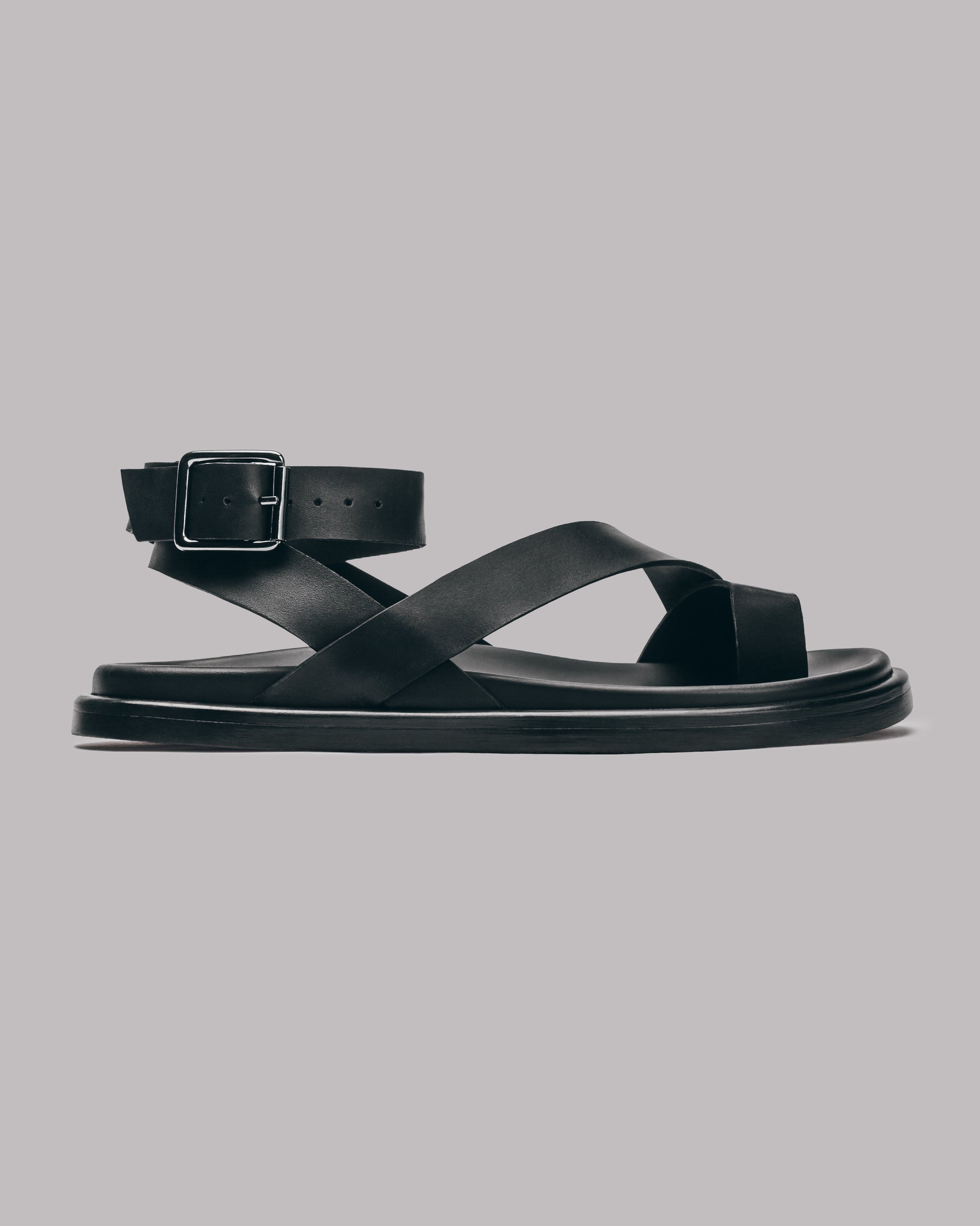 The Black Strappy Leather Sandals Product Shot - Product photo
