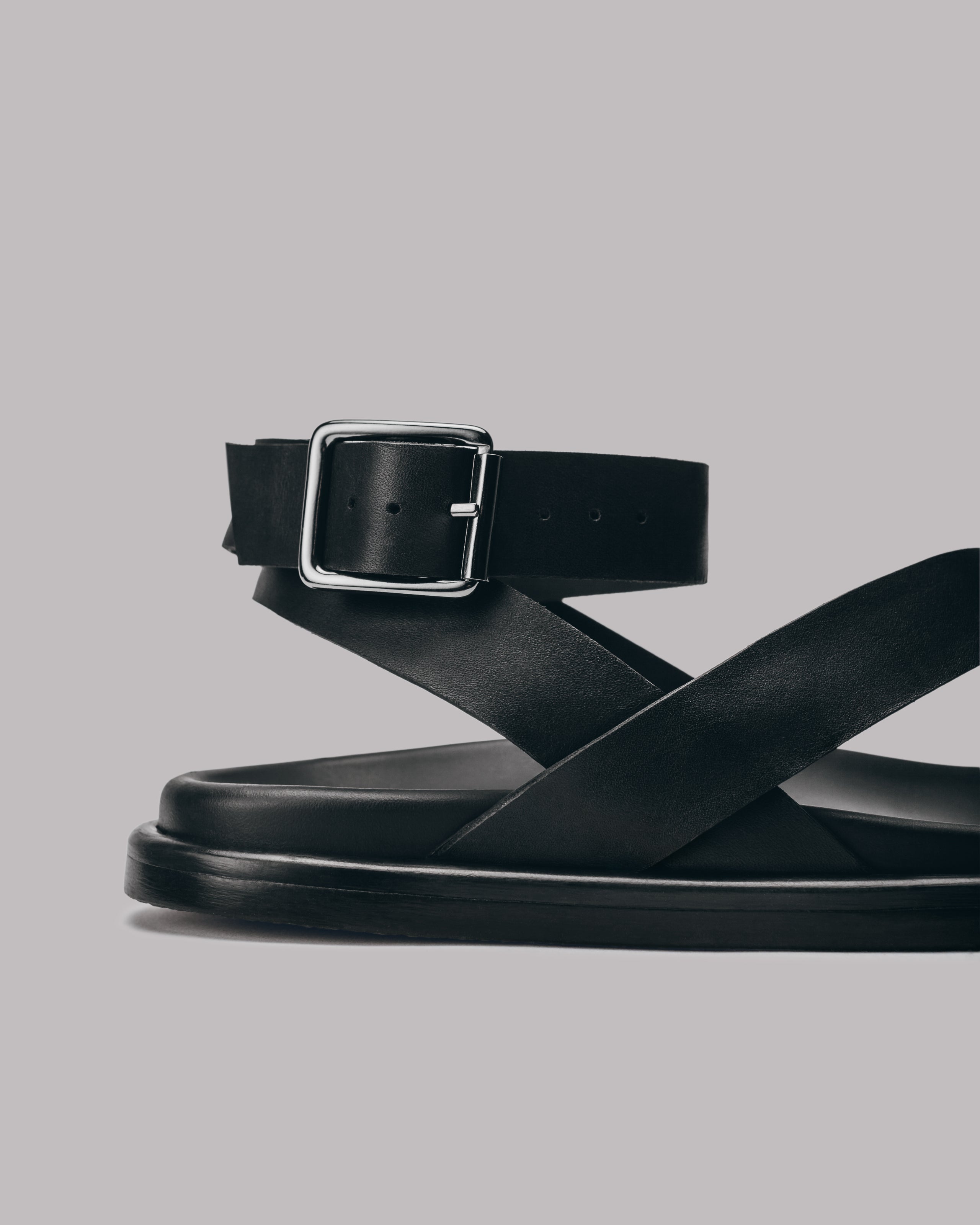 The Black Strappy Leather Sandals