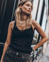 The Black Striped Relaxed Tank Top