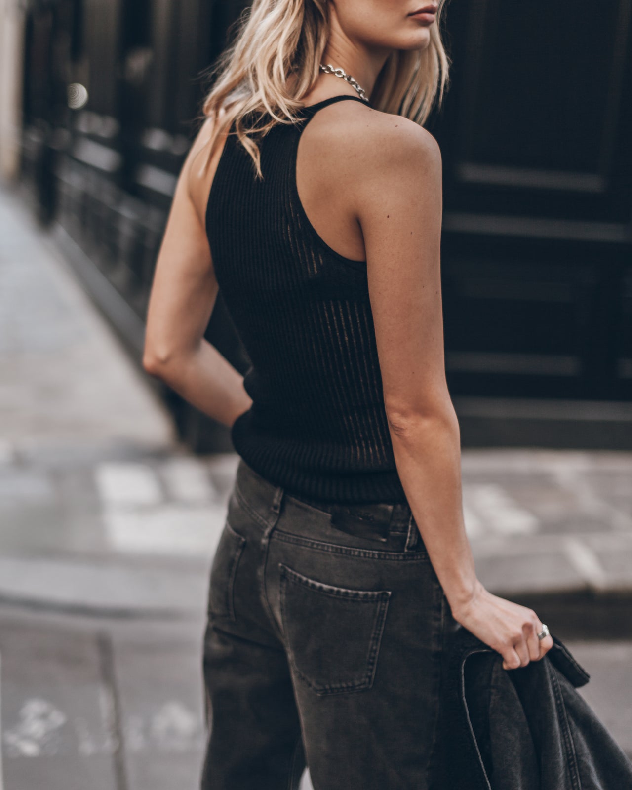 The Black Striped Relaxed Tank Top