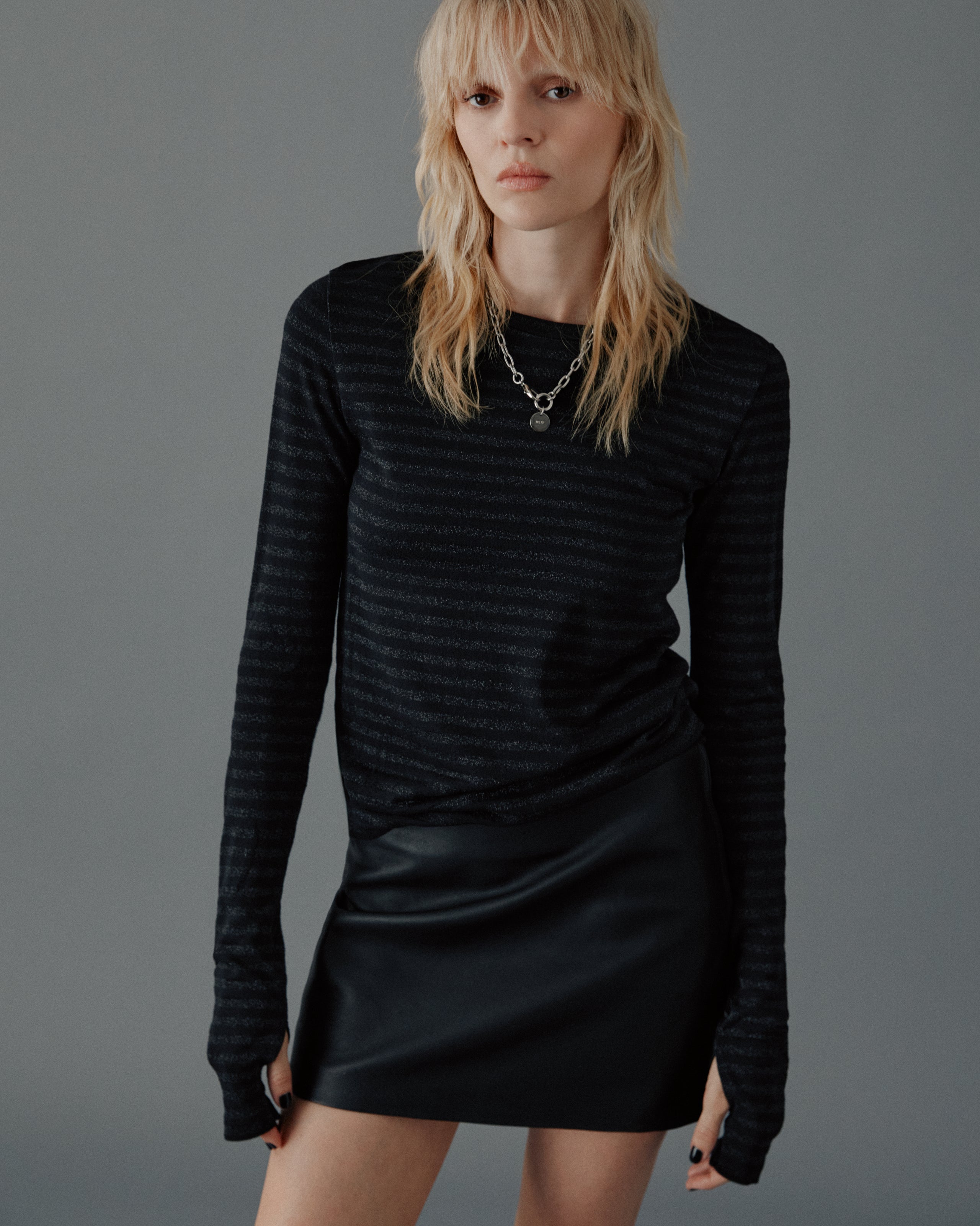 The Black Striped Sparkly Thin Longsleeve