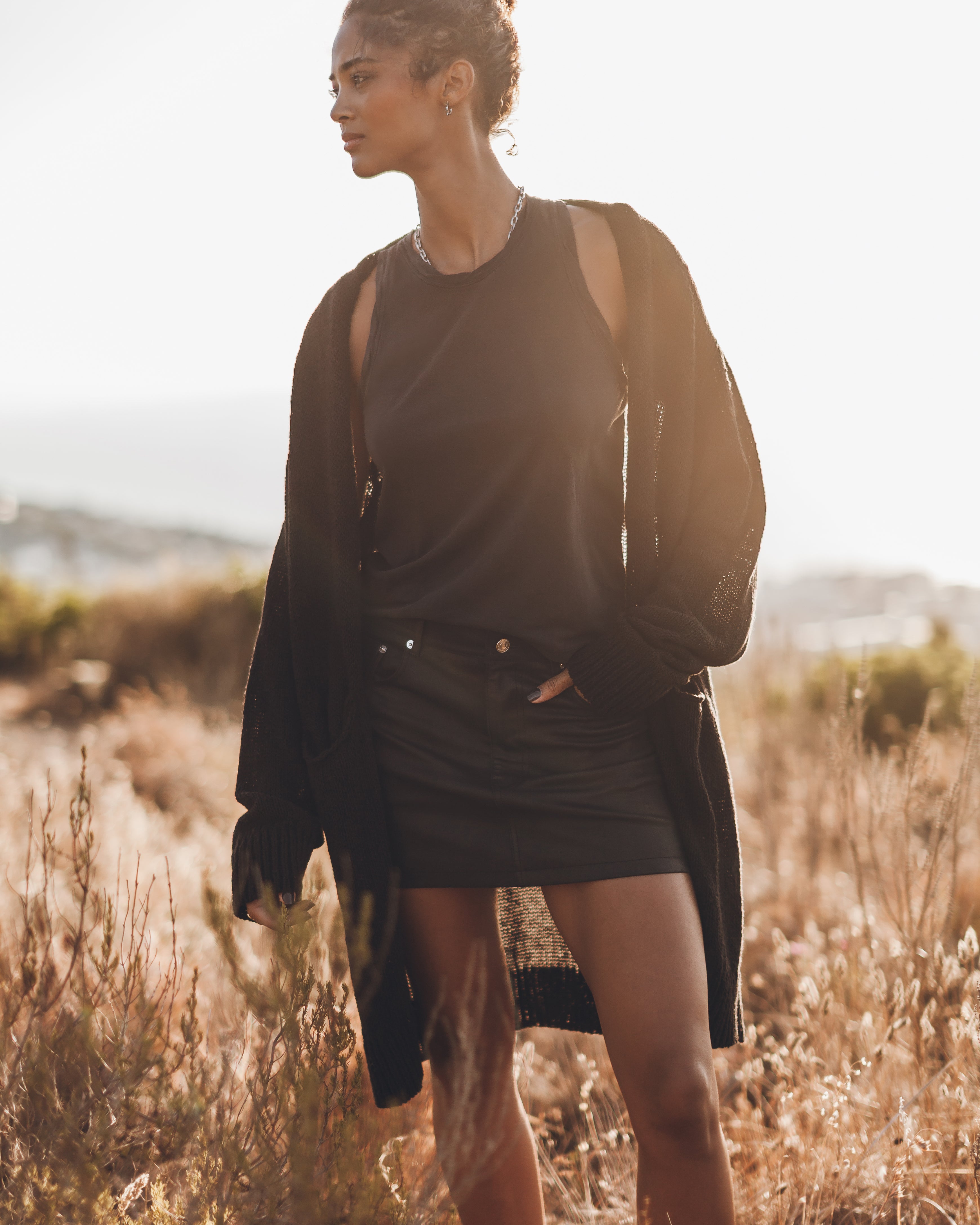 MIKUTA The Black Thin Long Knitted Cardigan