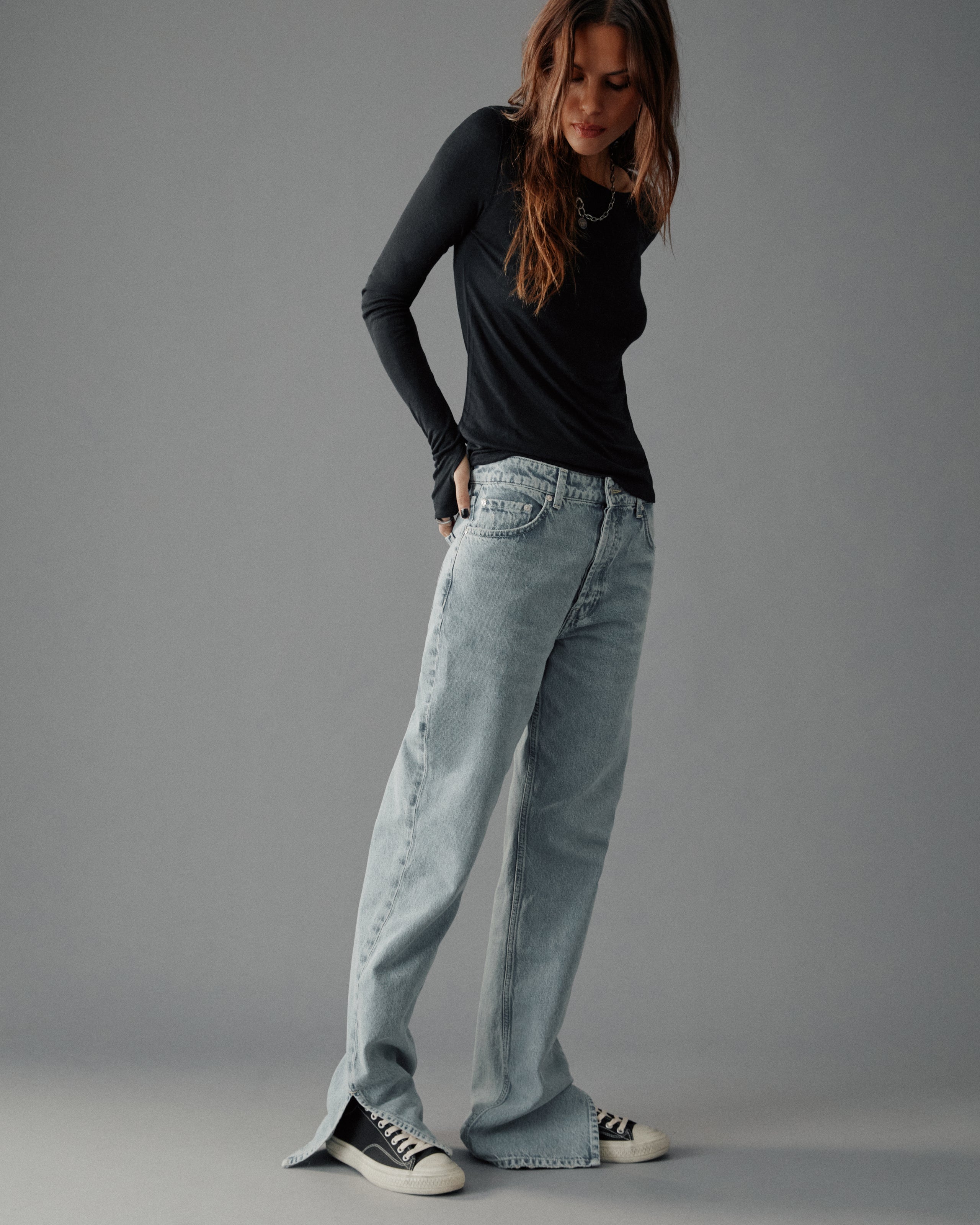 The Blue Straight Slit Jeans