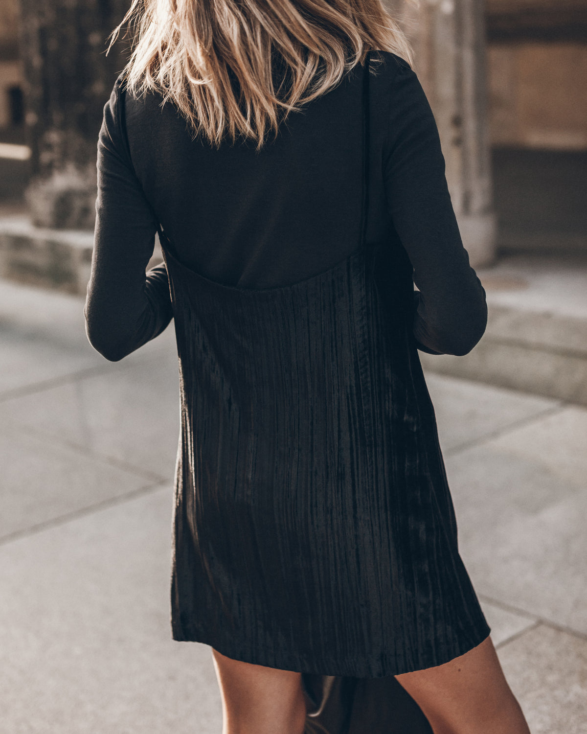 The Black Velvet Short Slip Dress
