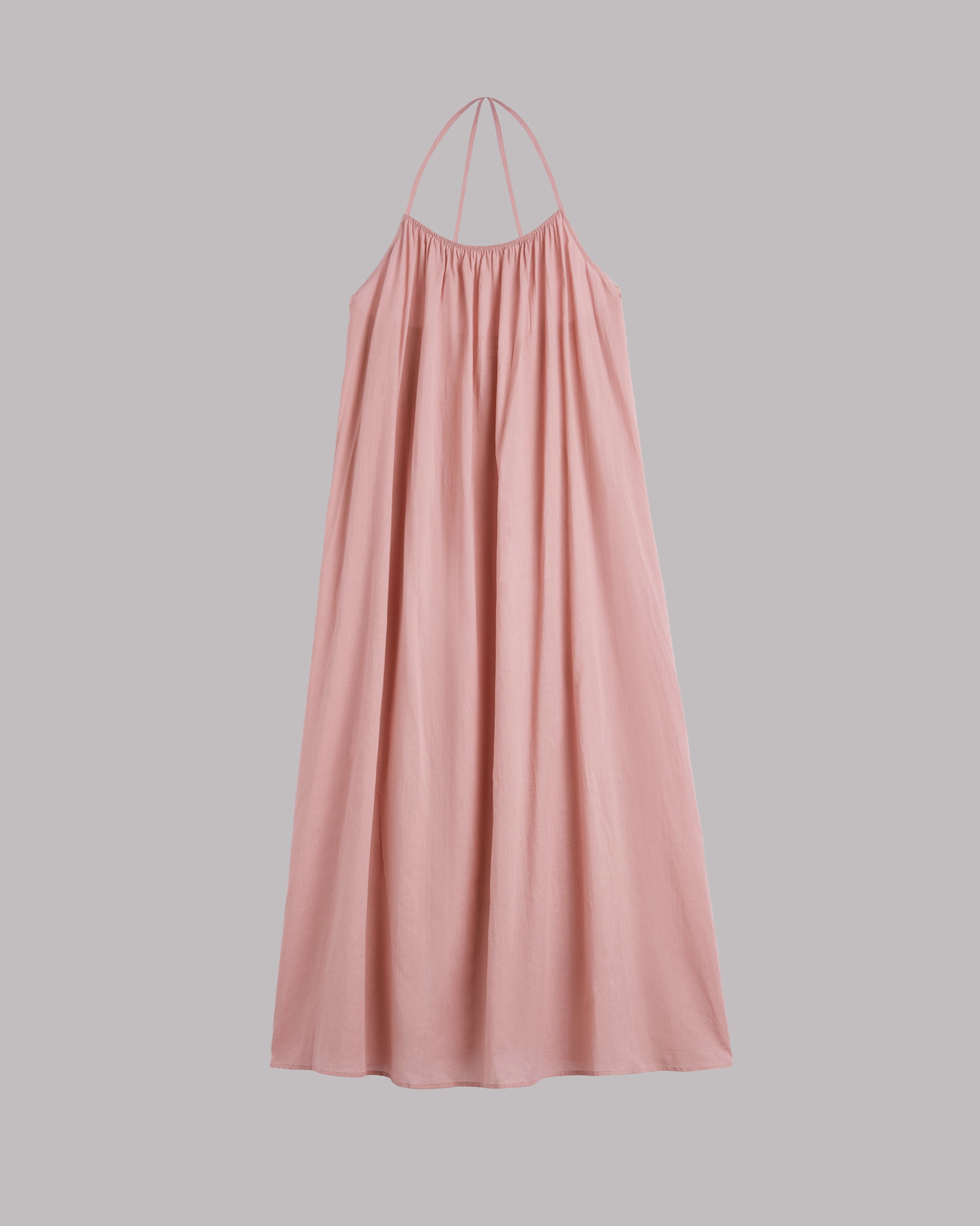 Blush long dress on a gray background