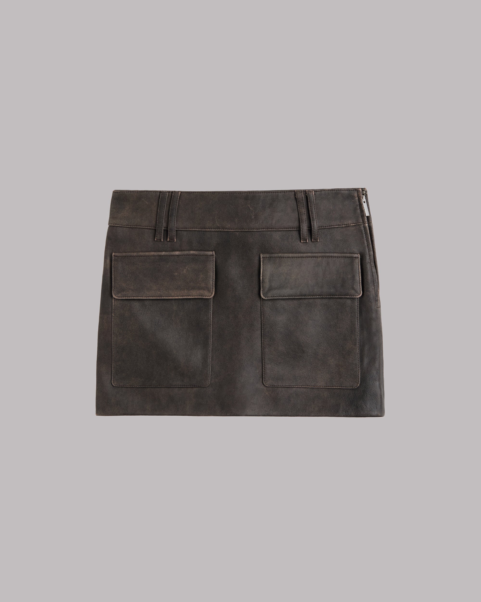 The Brown Leather Mini Skirt