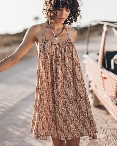 The Brown Printed Short Beach Dress Guindi - Product photo