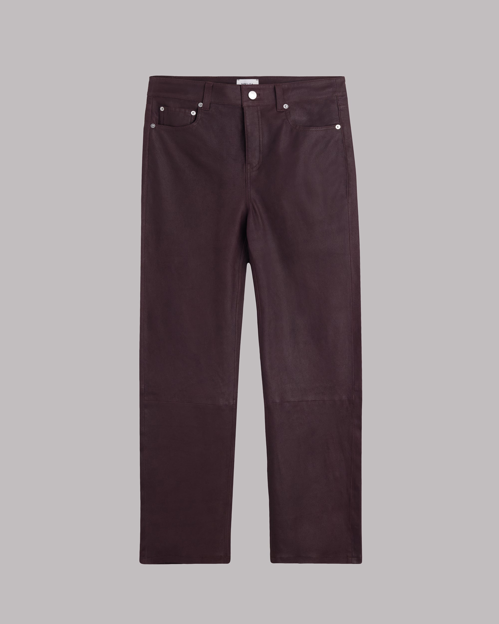 The Burgundy Straight Leather Pants