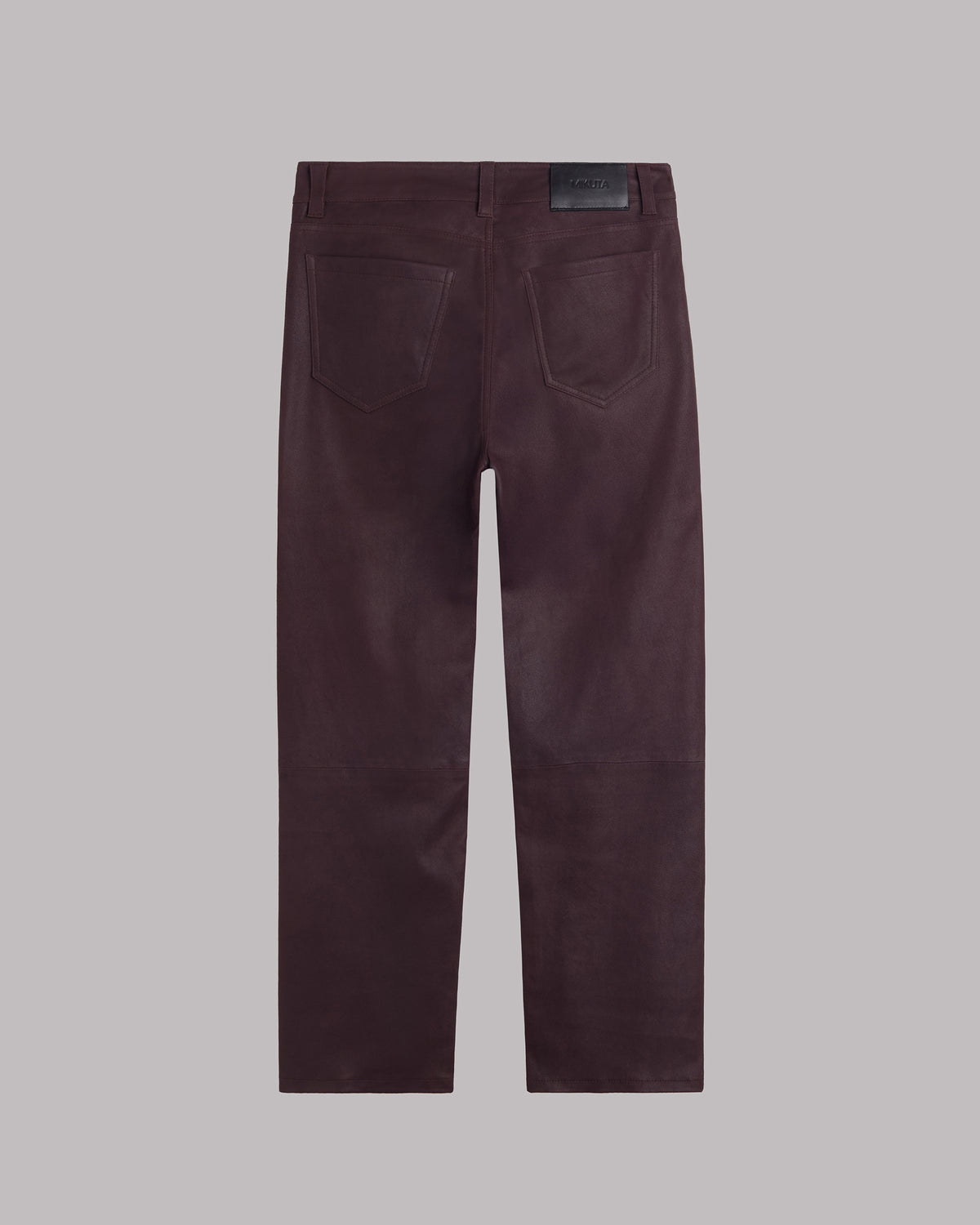The Burgundy Straight Leather Pants