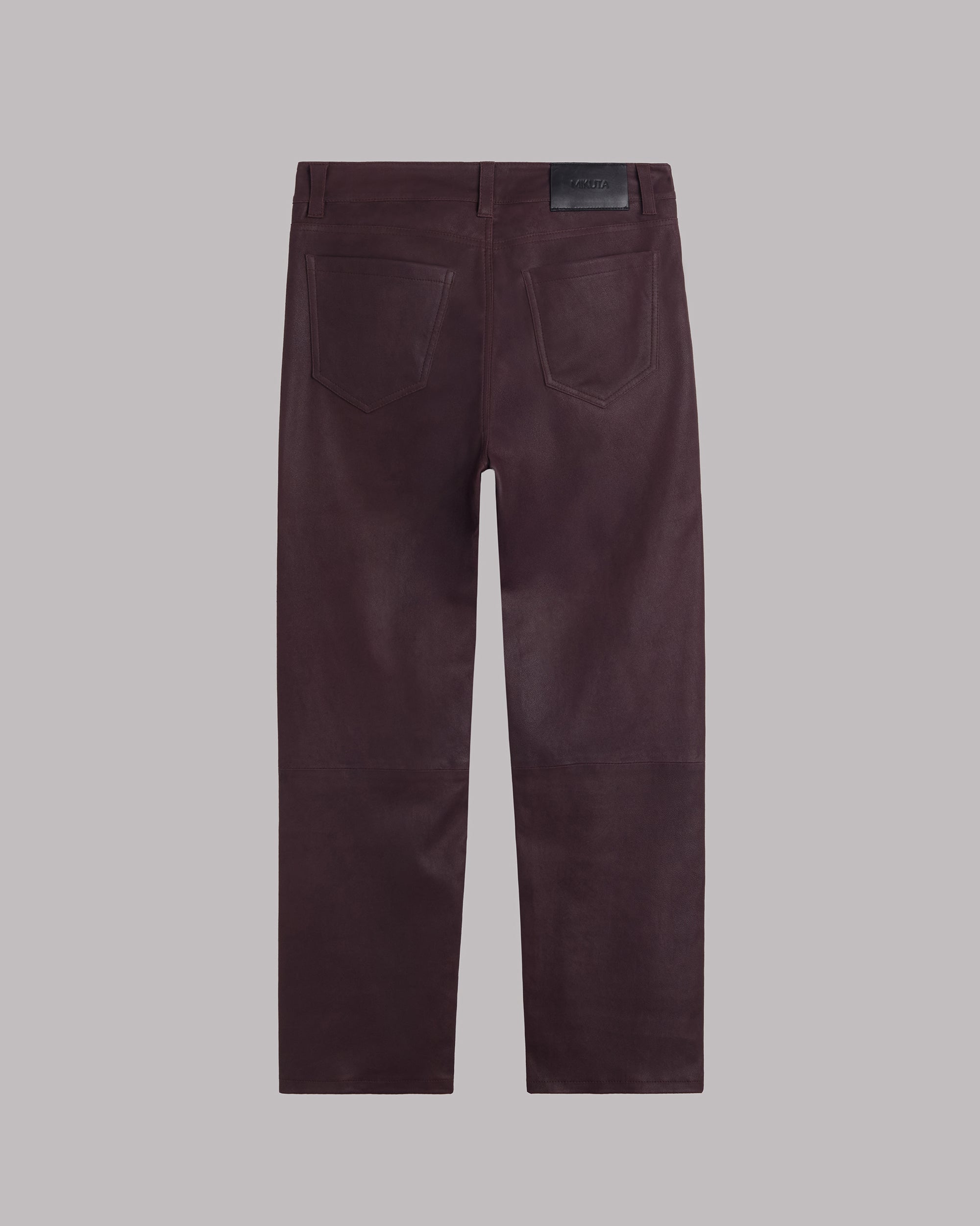 The Burgundy Straight Leather Pants