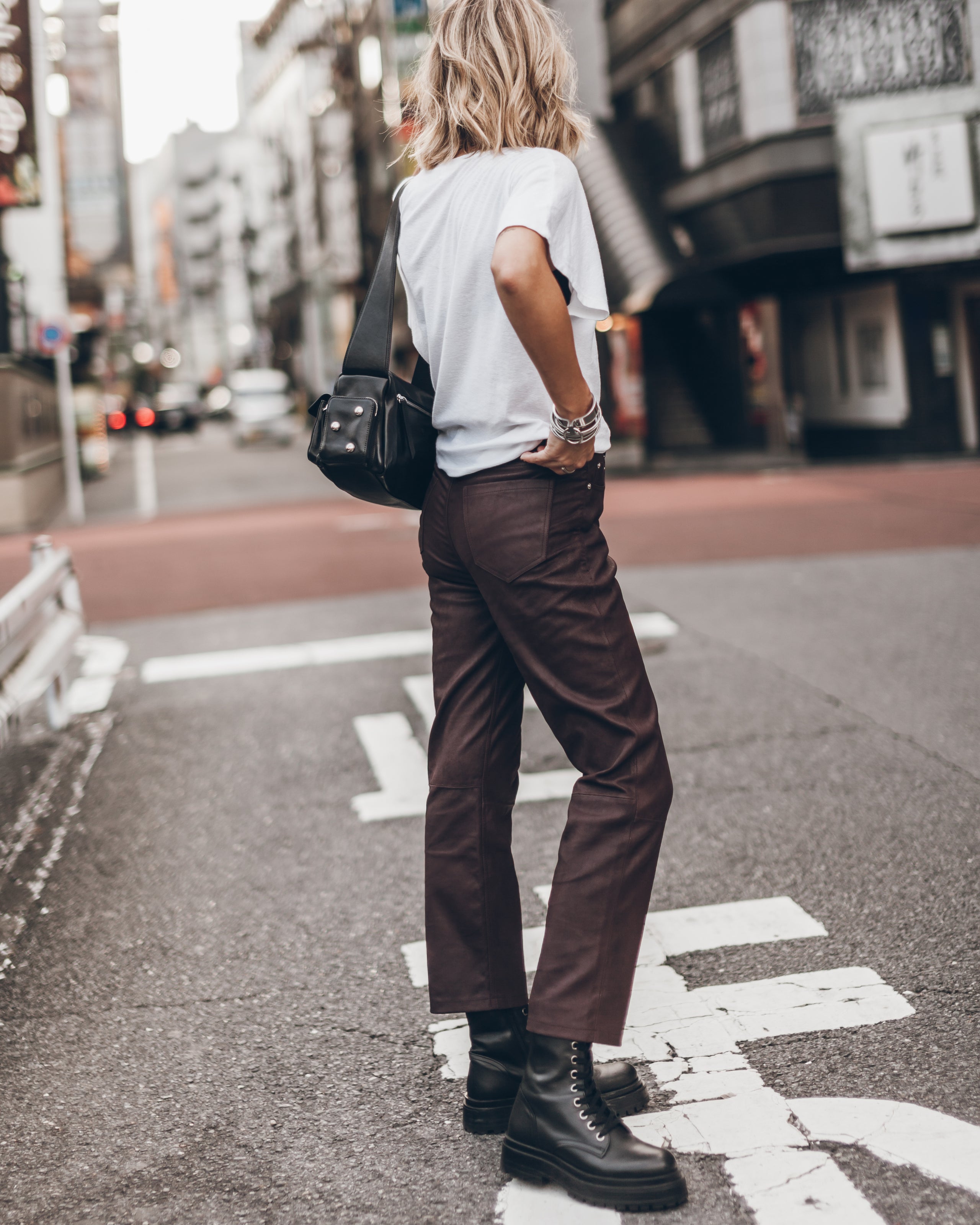 The Burgundy Straight Leather Pants