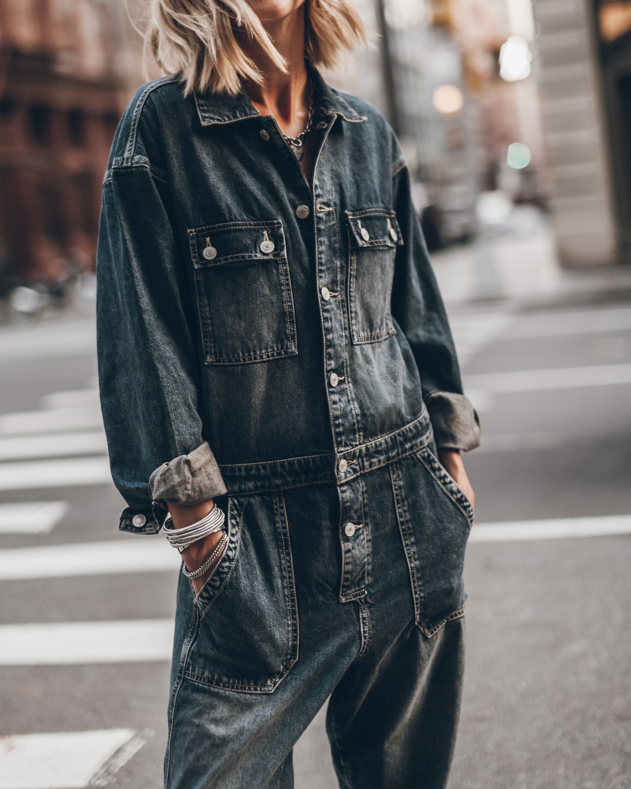 The Dark Blue Denim Jumpsuit