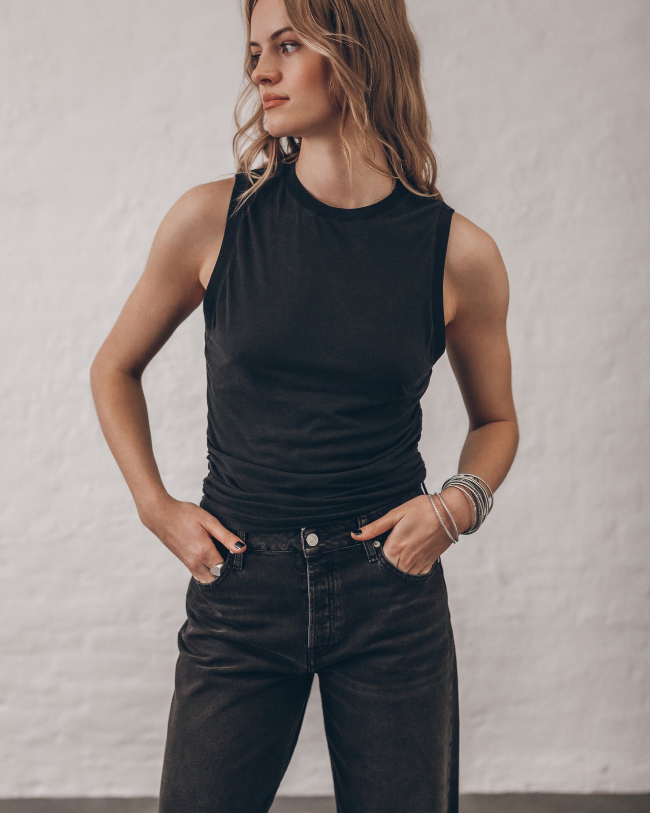 The Dark Draped Tank Top