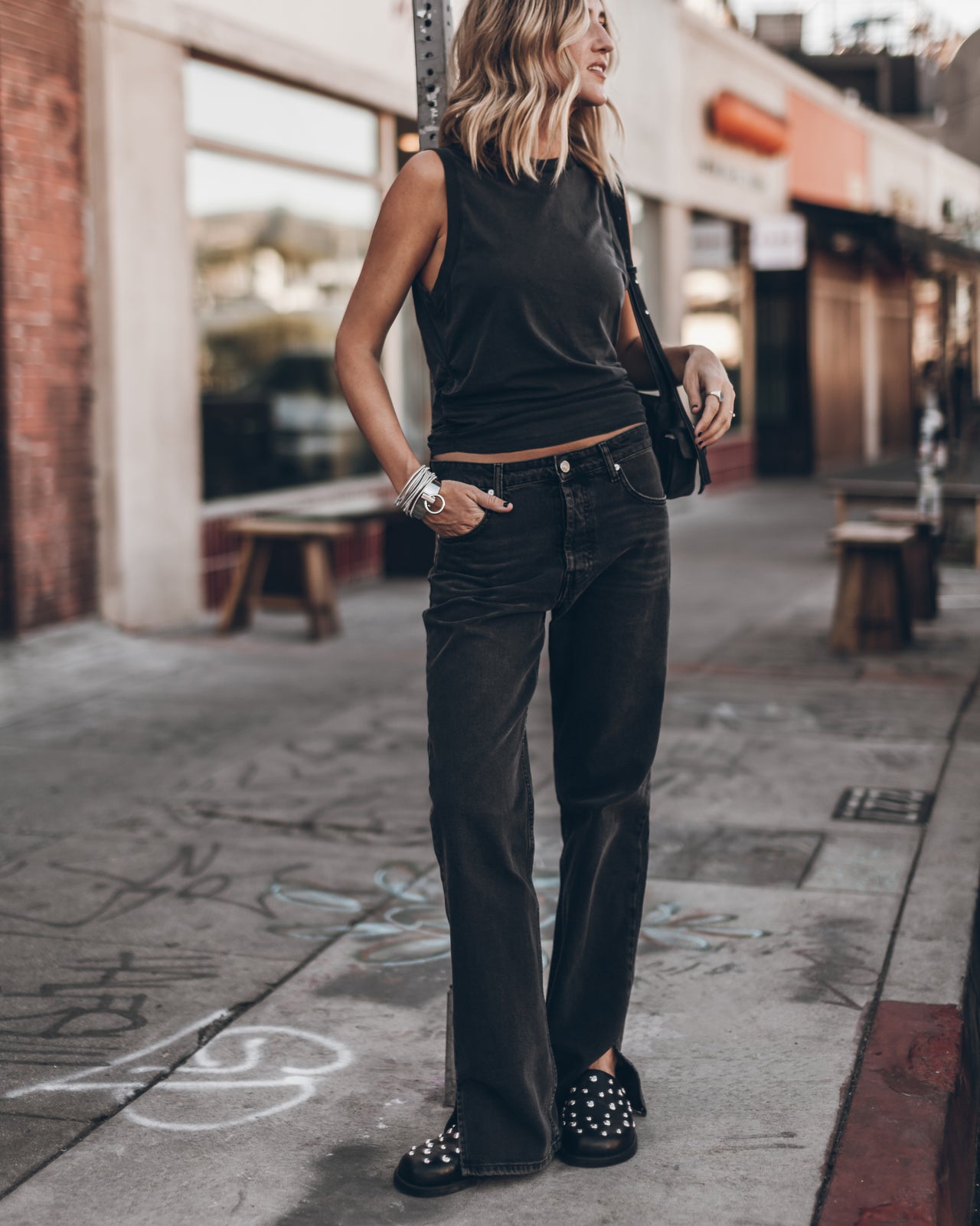 The Black Straight Slit Jeans