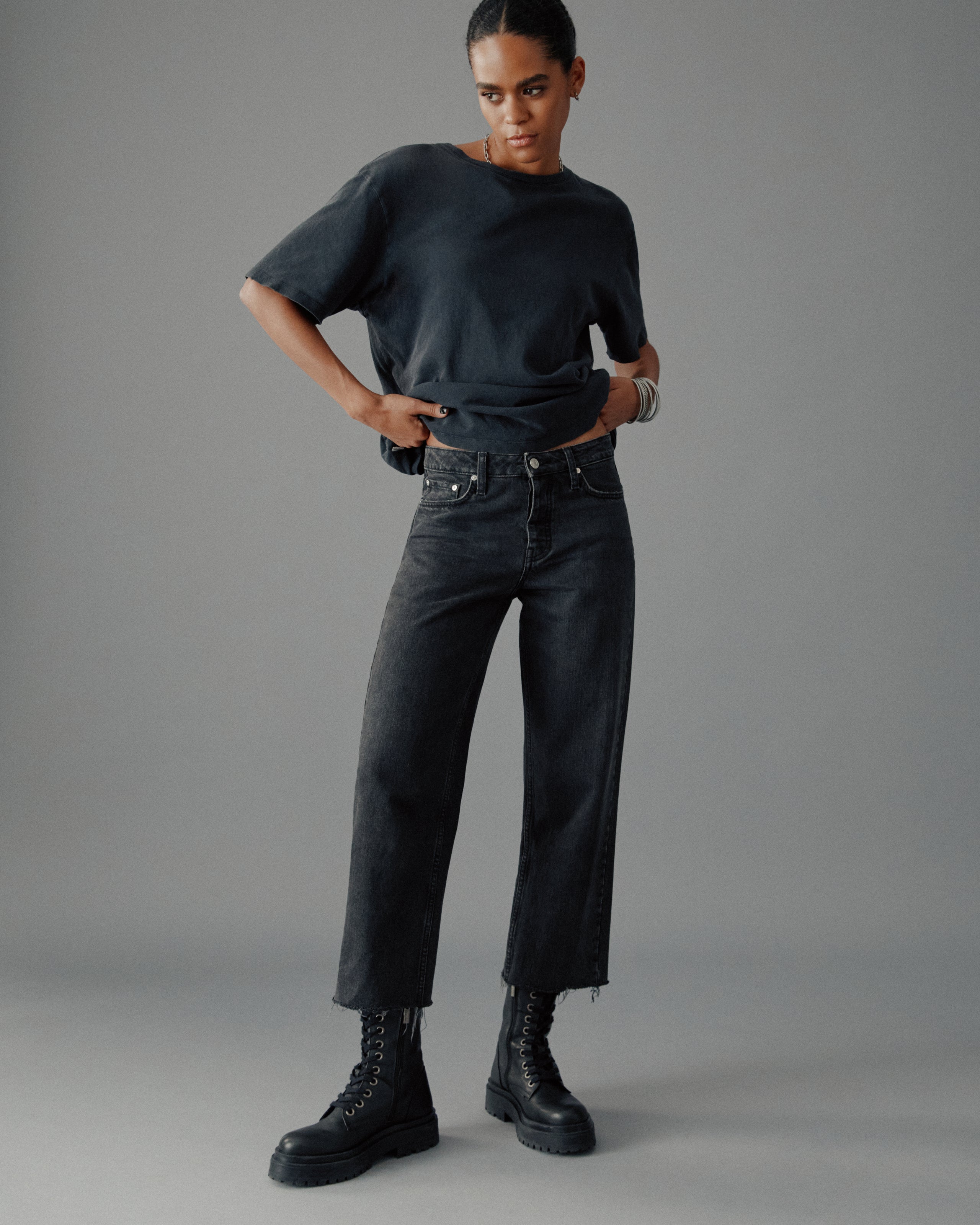 The Black Cropped Straight Jeans