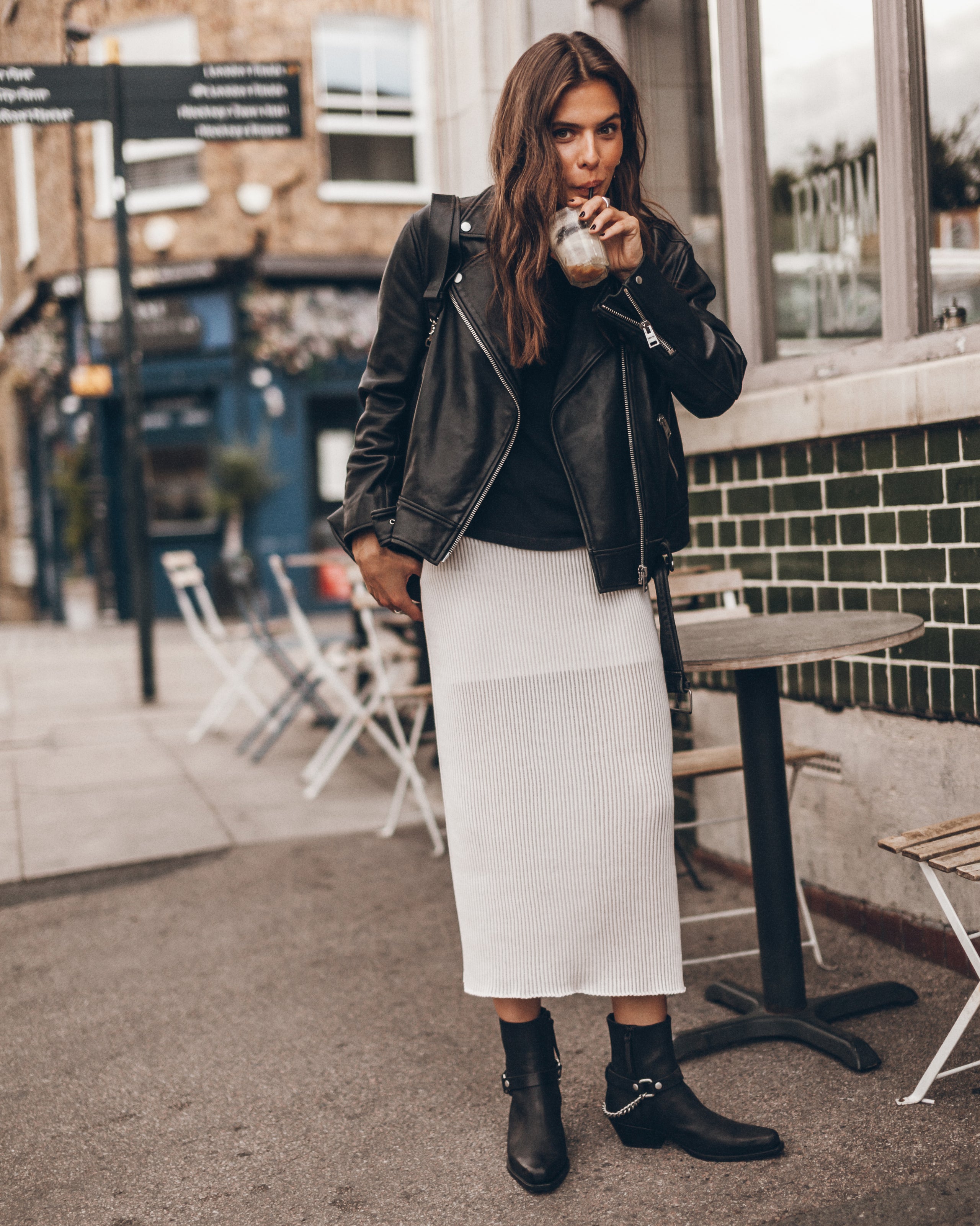 The Off White Cotton Striped Thin Skirt