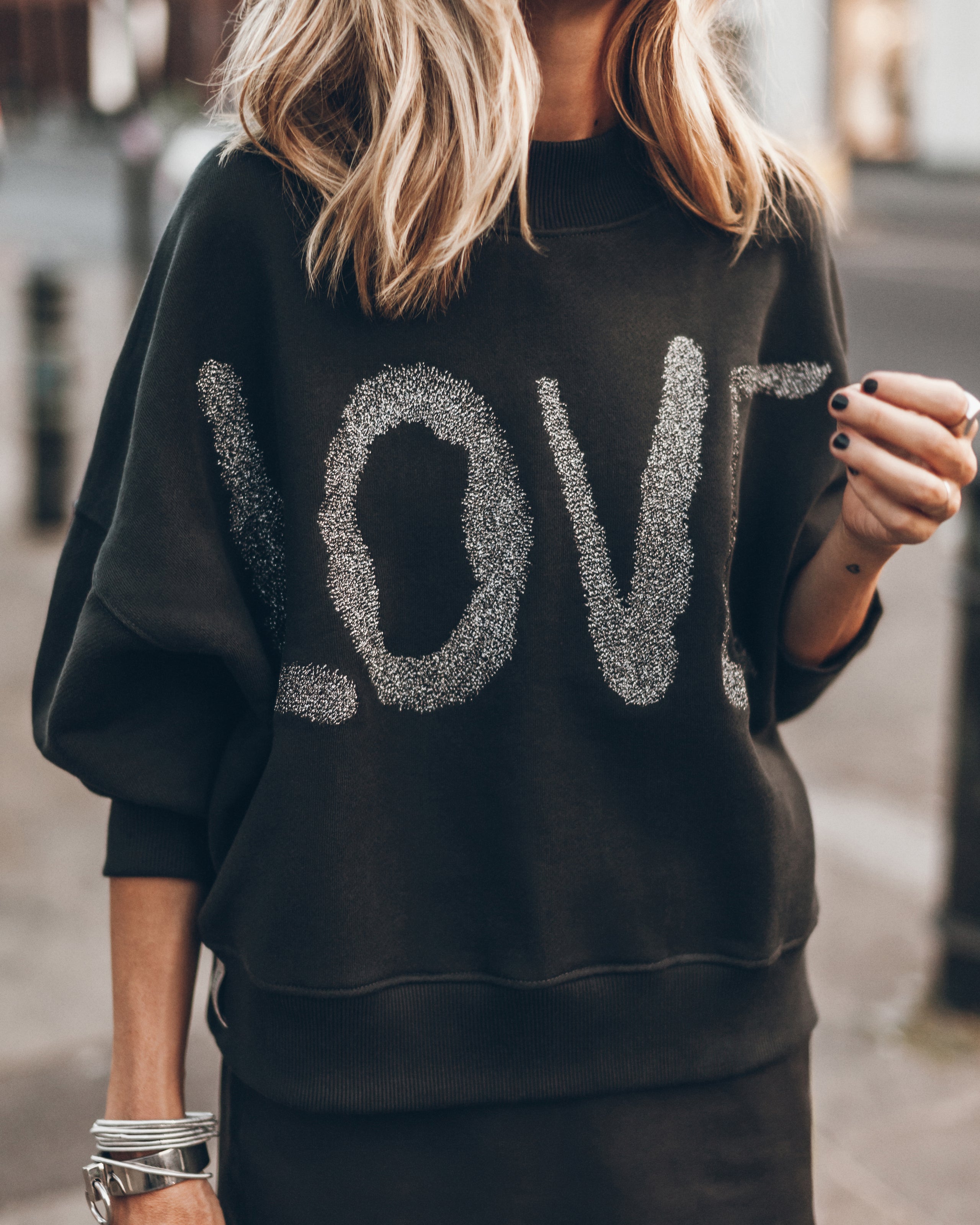 The Dark Embroidered Love Sweater