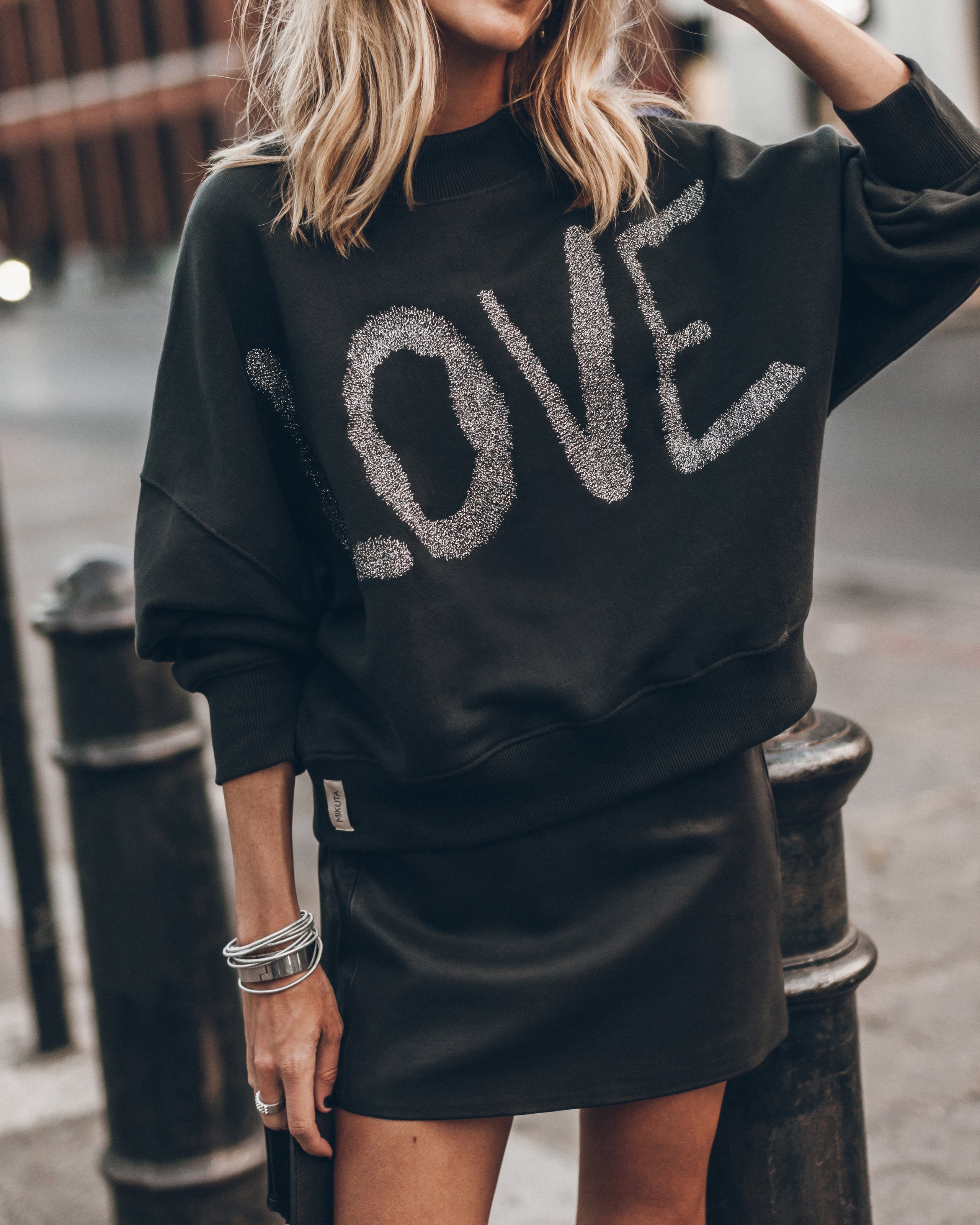 The Dark Embroidered Love Sweater