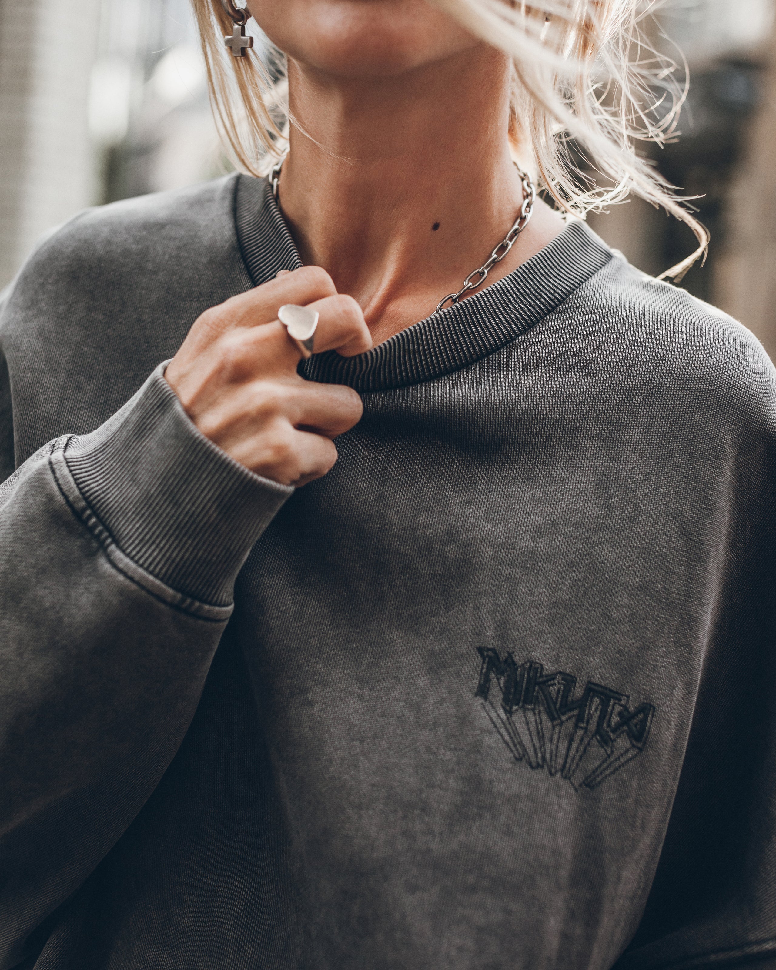 The Dark Embroidered Relaxed Sweater