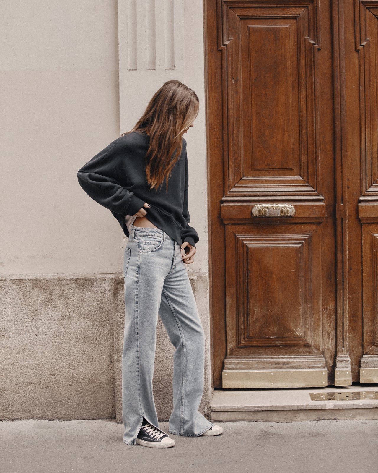 The Blue Straight Slit Jeans