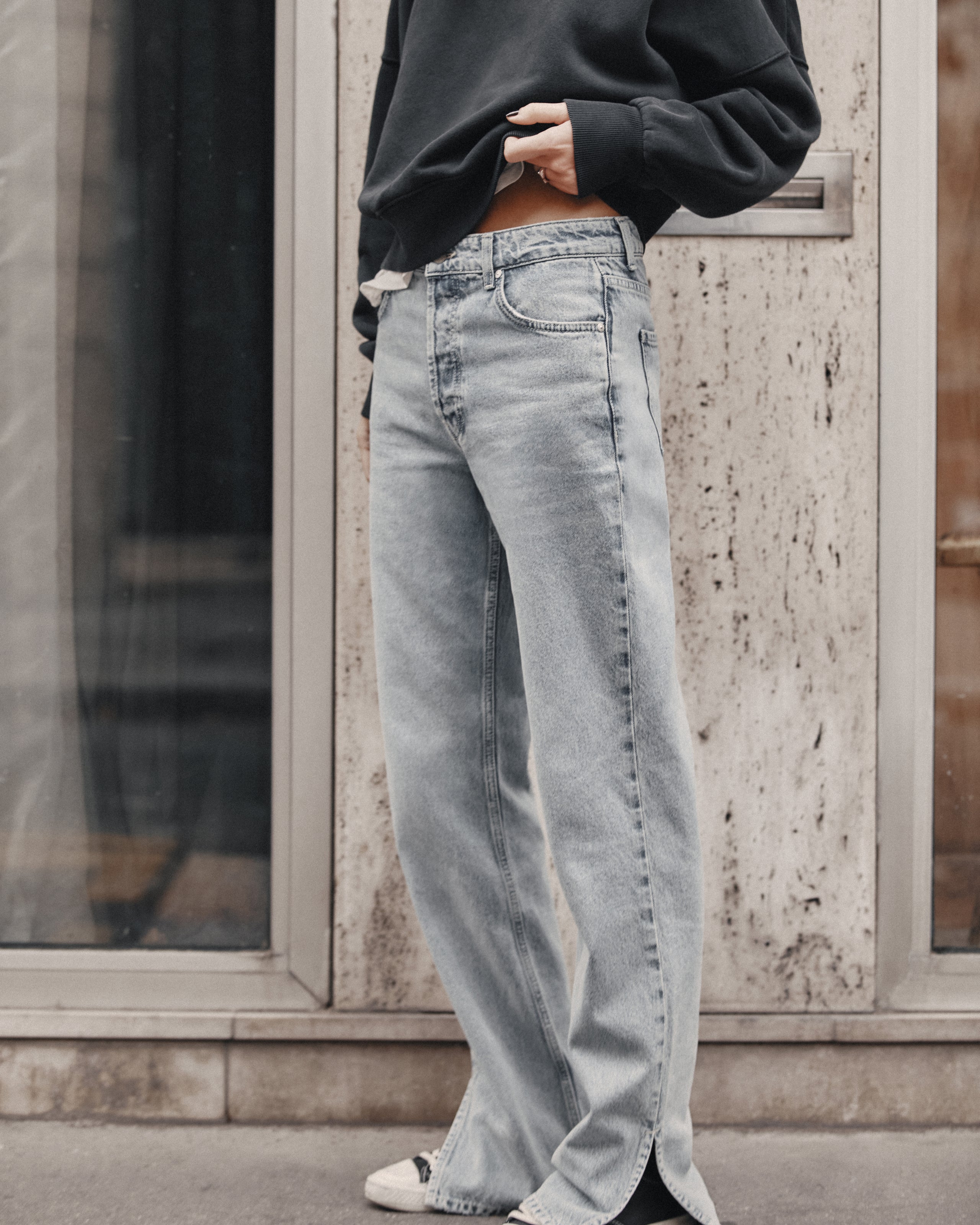 The Blue Straight Slit Jeans