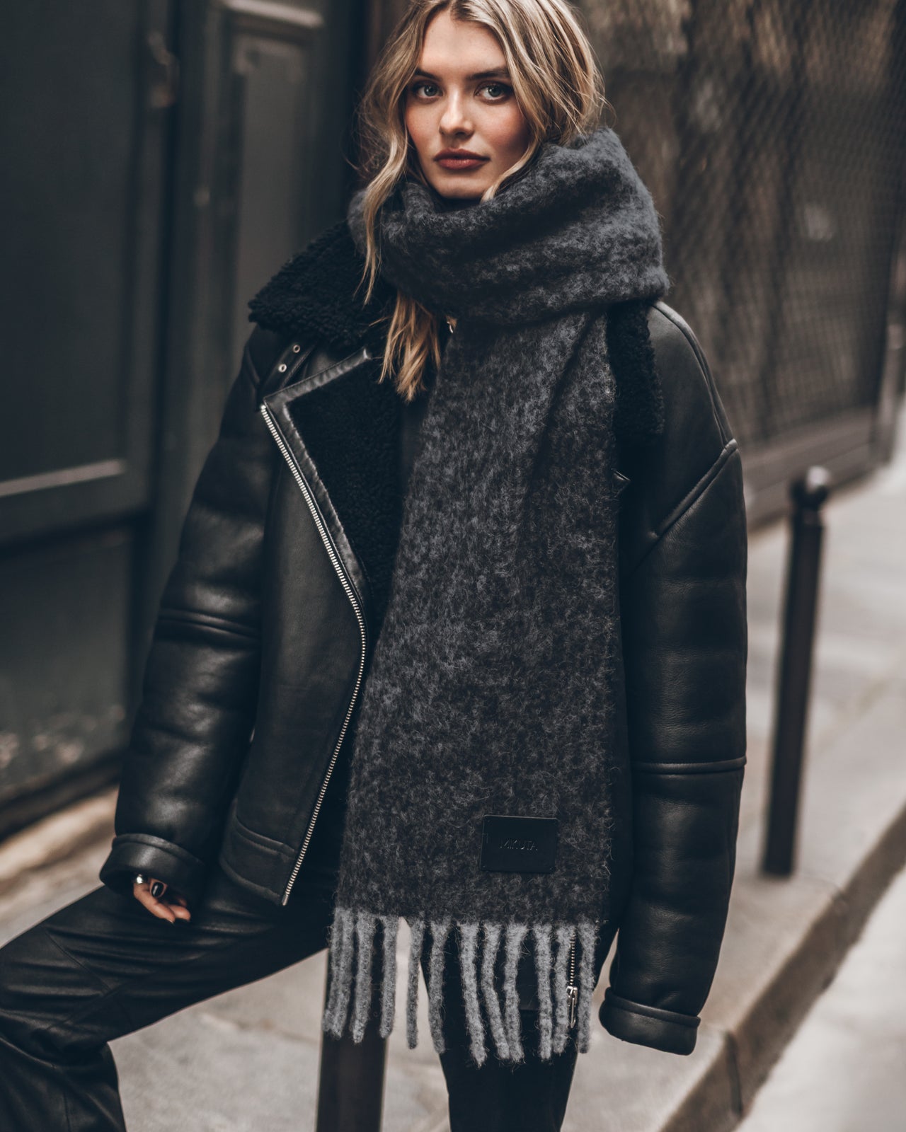 The Dark Faded Alpaca Blend Scarf