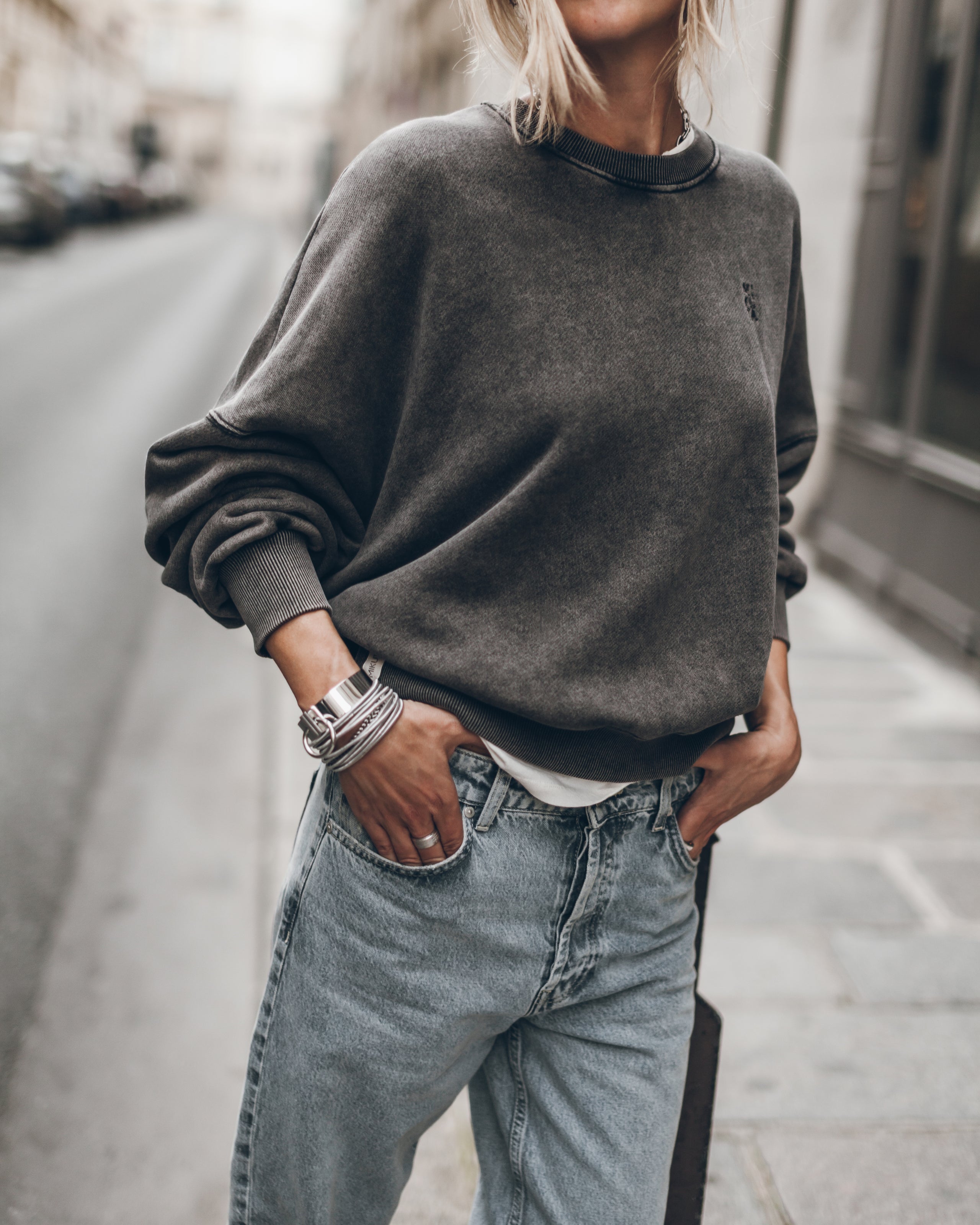 The Dark Faded Embroidered Standard Sweater