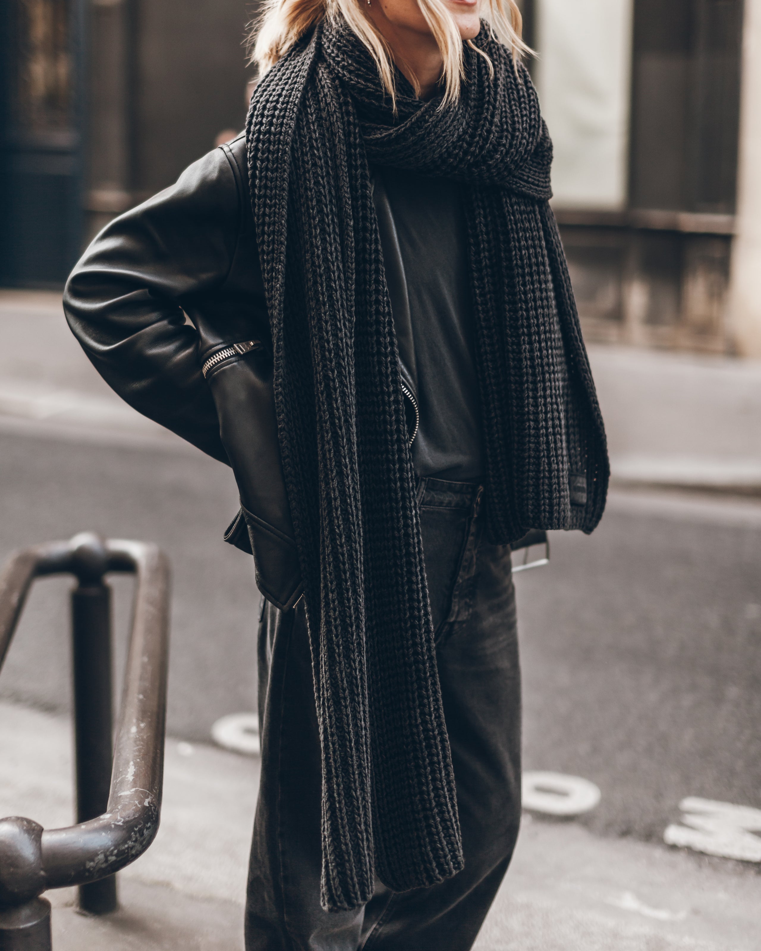 The Dark Faded Knit Scarf